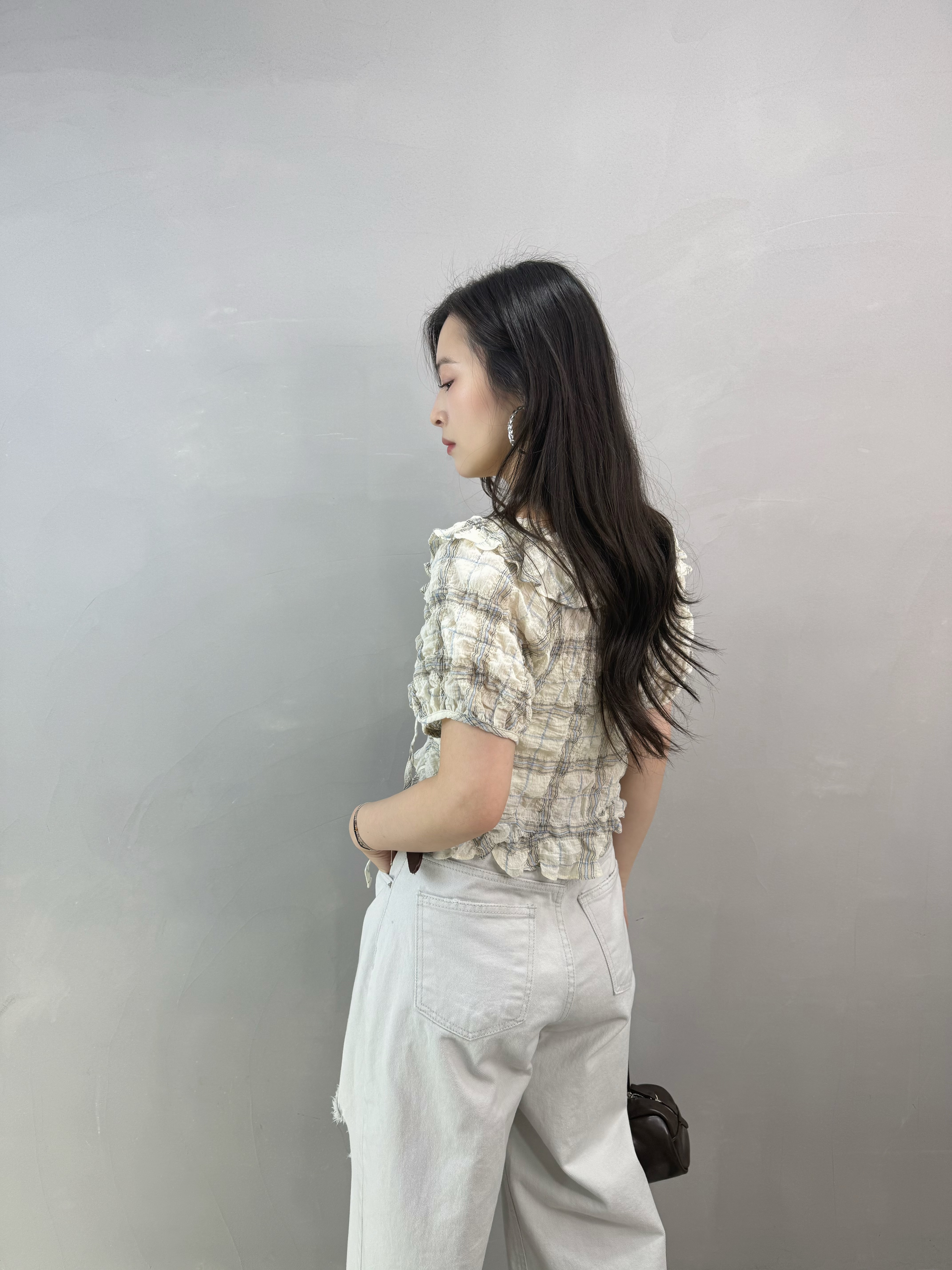 W68 格仔ruffle Top
