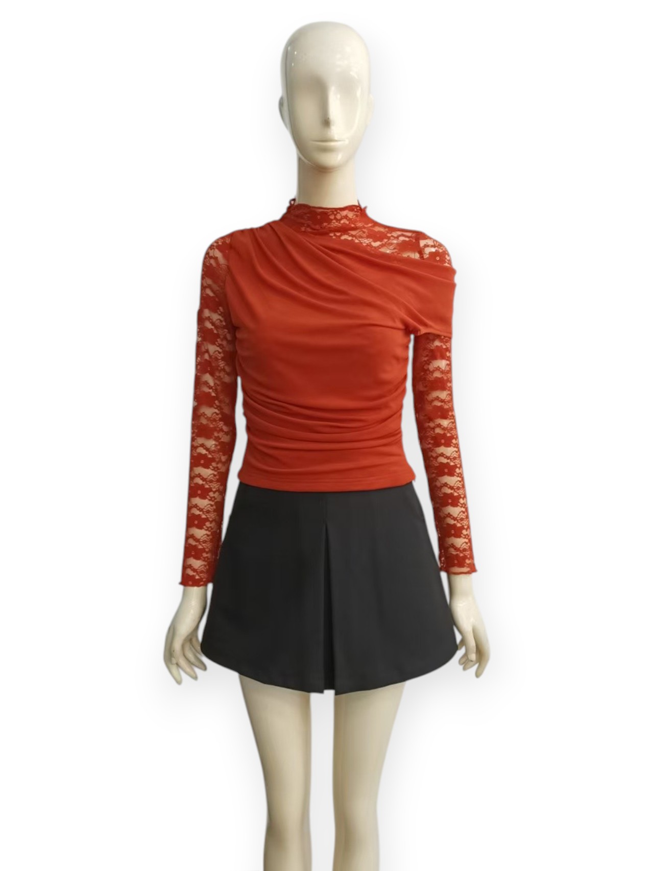 Ruched Lace Top M253