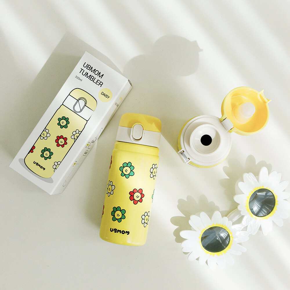 UBMOM 不銹鋼316直飲保溫杯 - 黃色雛菊- 330ml