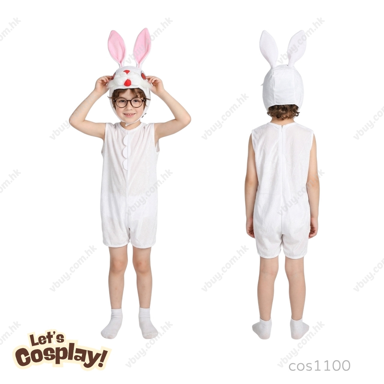 Lets Cosplay 兒童兔仔Cosplay服裝 小白兔扮演服  動物扮演服 童話故事角色 兔子造型World Book Day Costume 萬聖節服裝 cos1100