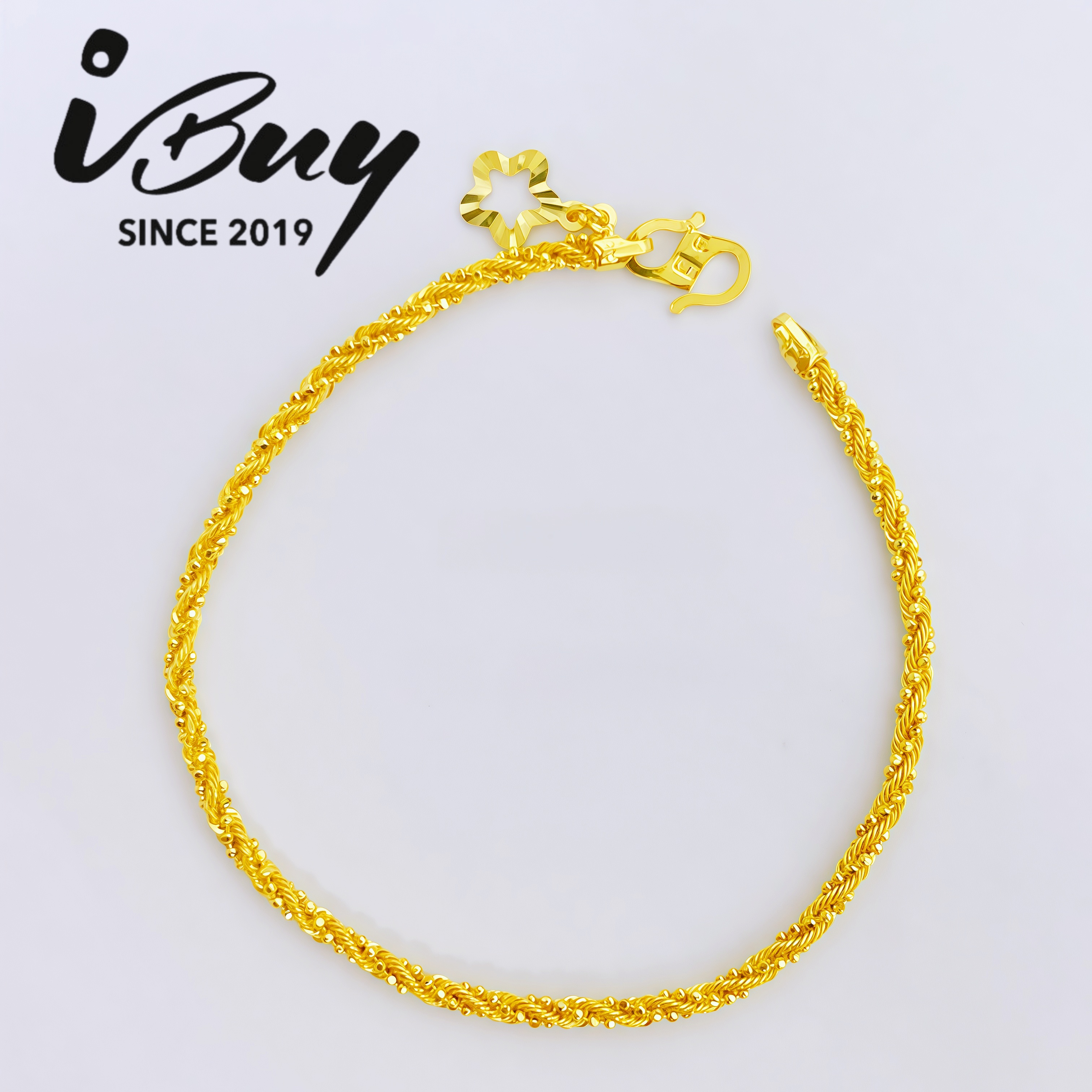 916 GOLD CRYSTAL ROPE CHAIN BRACELET 916 金 水晶麻绳手链