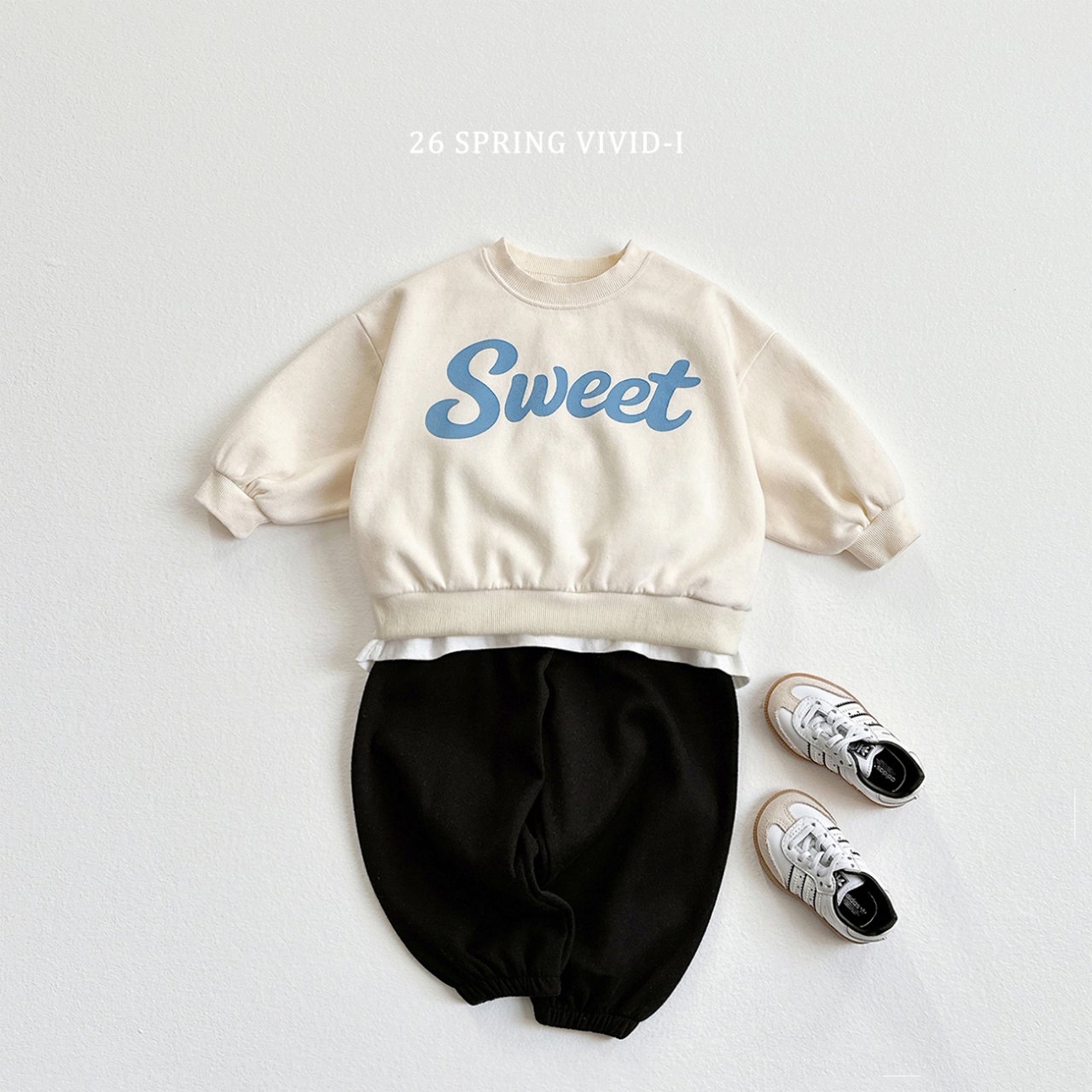 🌸預訂 韓國直送🌸🇰🇷VIVIDI四色甜美奶油印花寬鬆衛衣