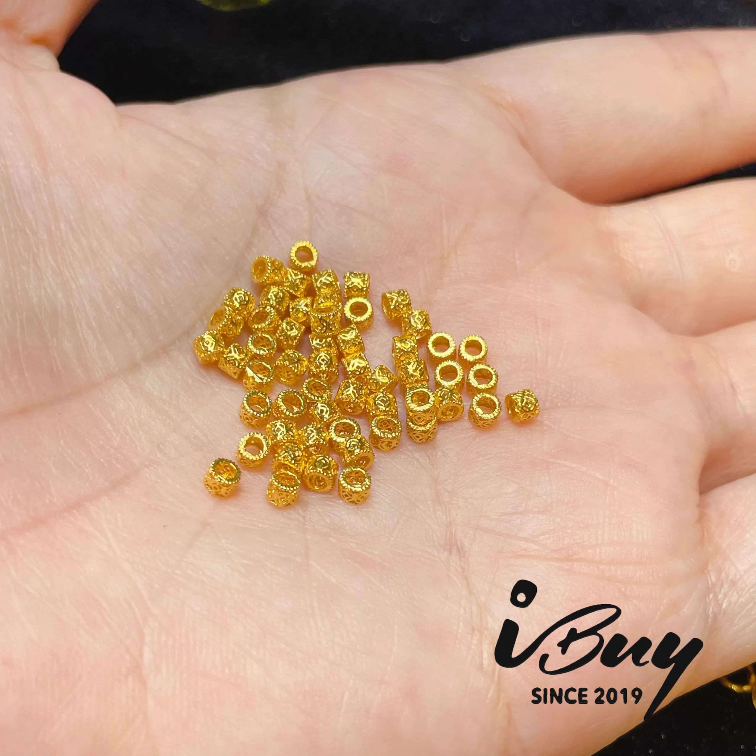 999 GOLD COIN BARREL BEAD 999 金 铜钱路路通串咀