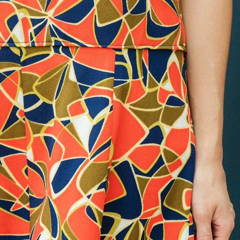 C..a 1960s Psychedelic x MOD Geometric Pattern Low Waist A-Line Dress from Canada (MT934)
