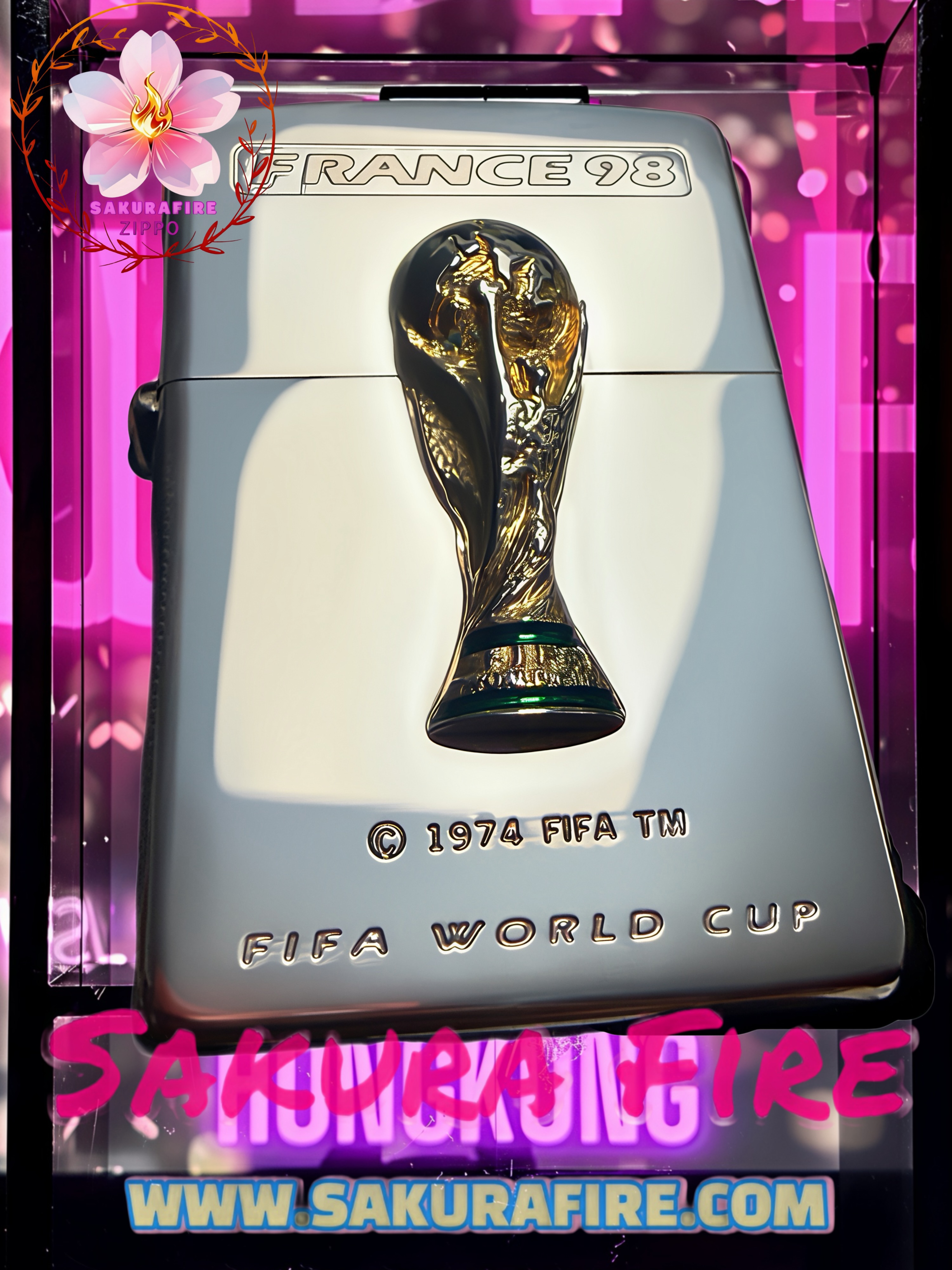🔥ZIPPO🔥 1998年 日版 《法國巴黎 世界杯 1998》FIFA 1998Th世界杯16年 限量紀念收藏版 絕版 金杯勳章型 鍍銀古董打火機