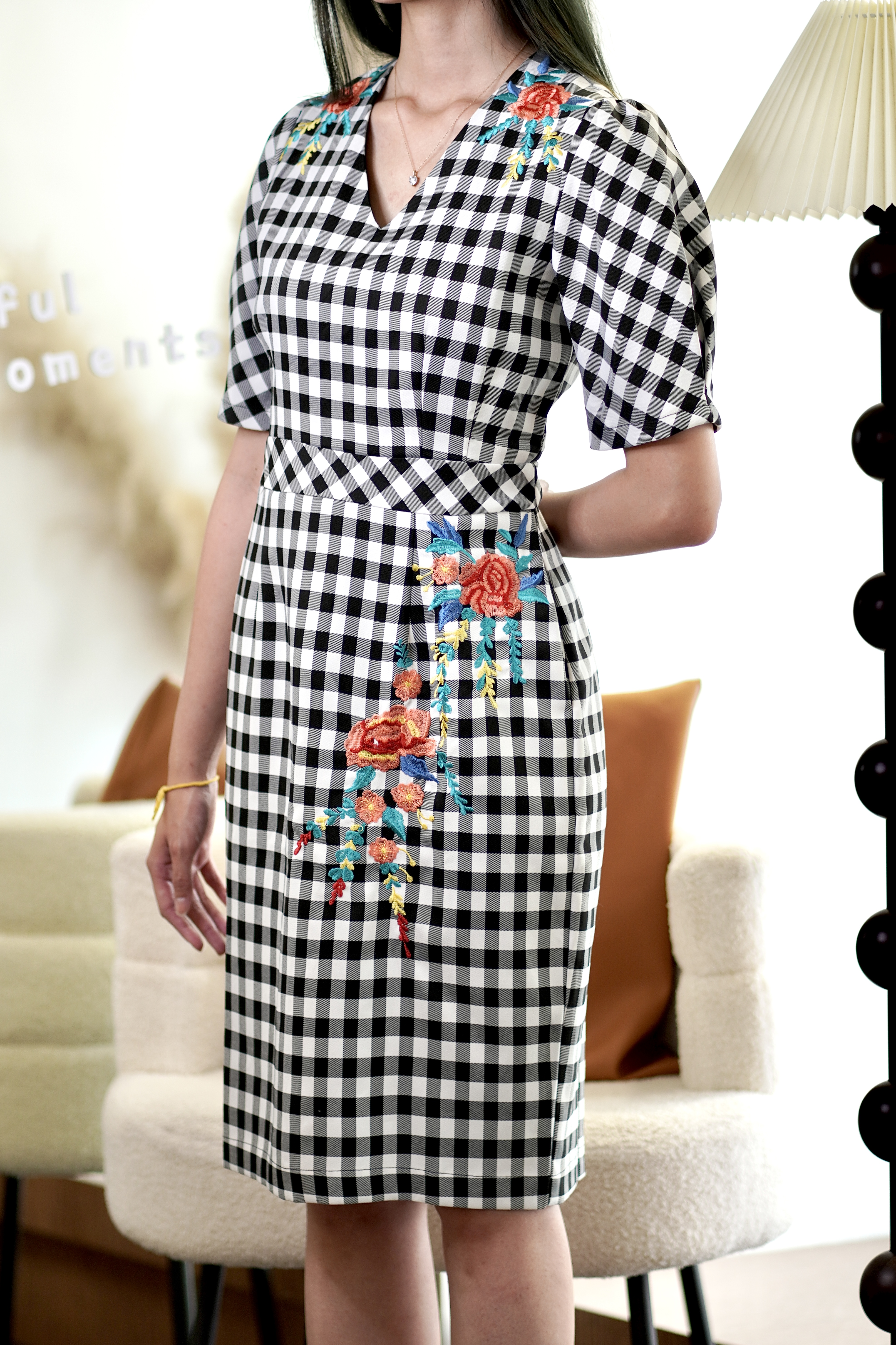 MF3042 Flora Check Elegance Dress