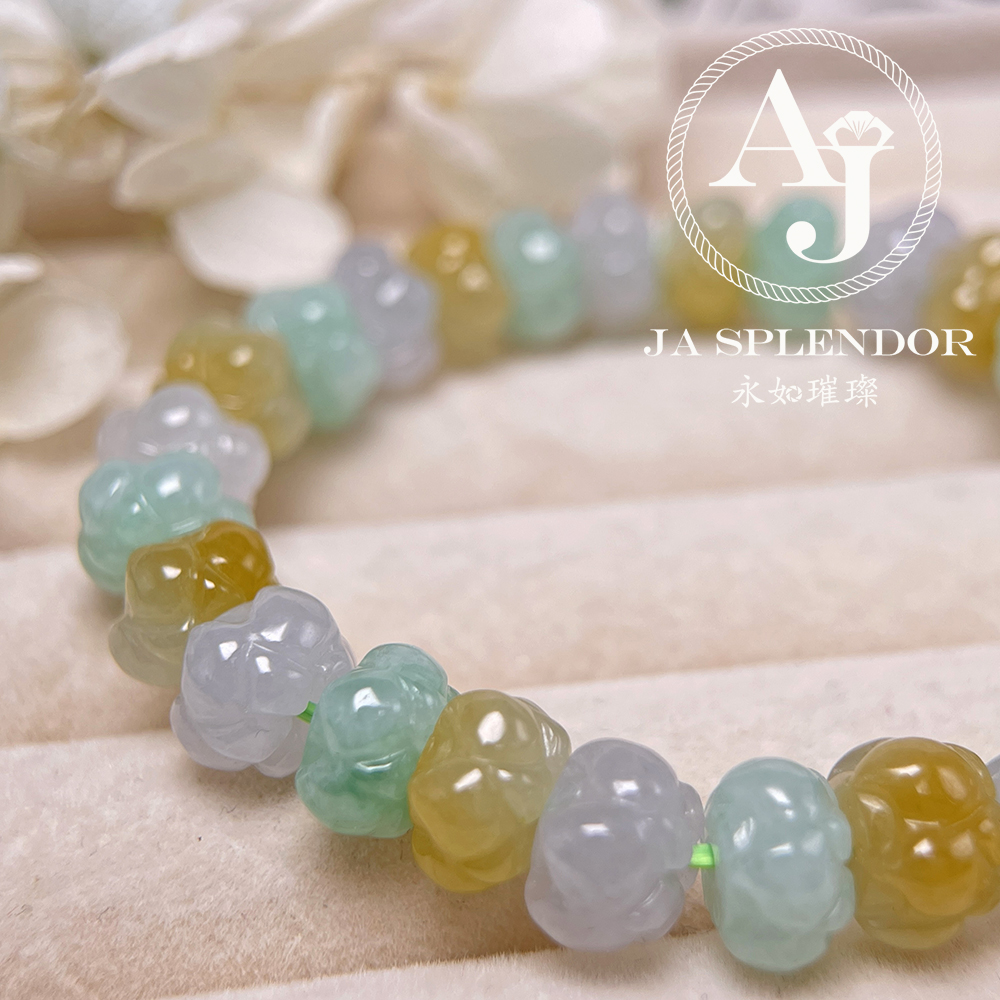JB-253 - 冰種三彩福祿壽招貴人年年有餘蓮花手串