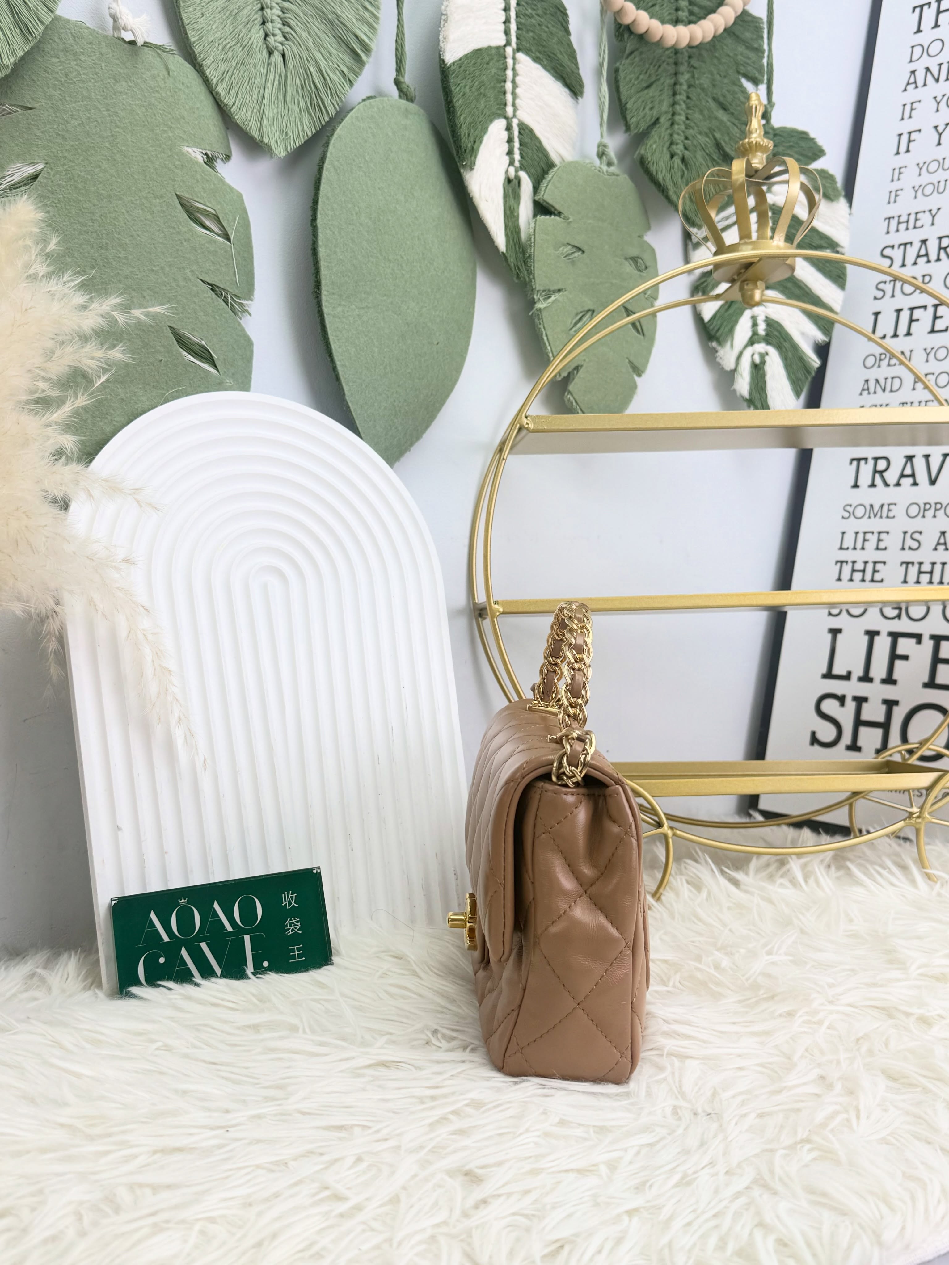 Chanel👜 PRE OWNED 🛍️駝色cf handle晶片款 🧡全套有單 🤎