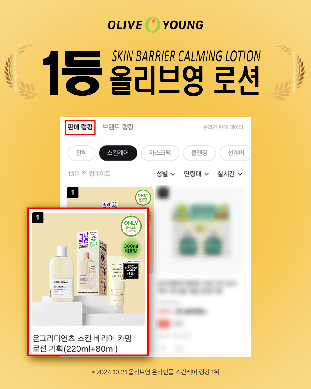 韓國ongredients 肌膚屏障防護修復舒緩乳液 Olive Young優惠套裝220ml+80ml