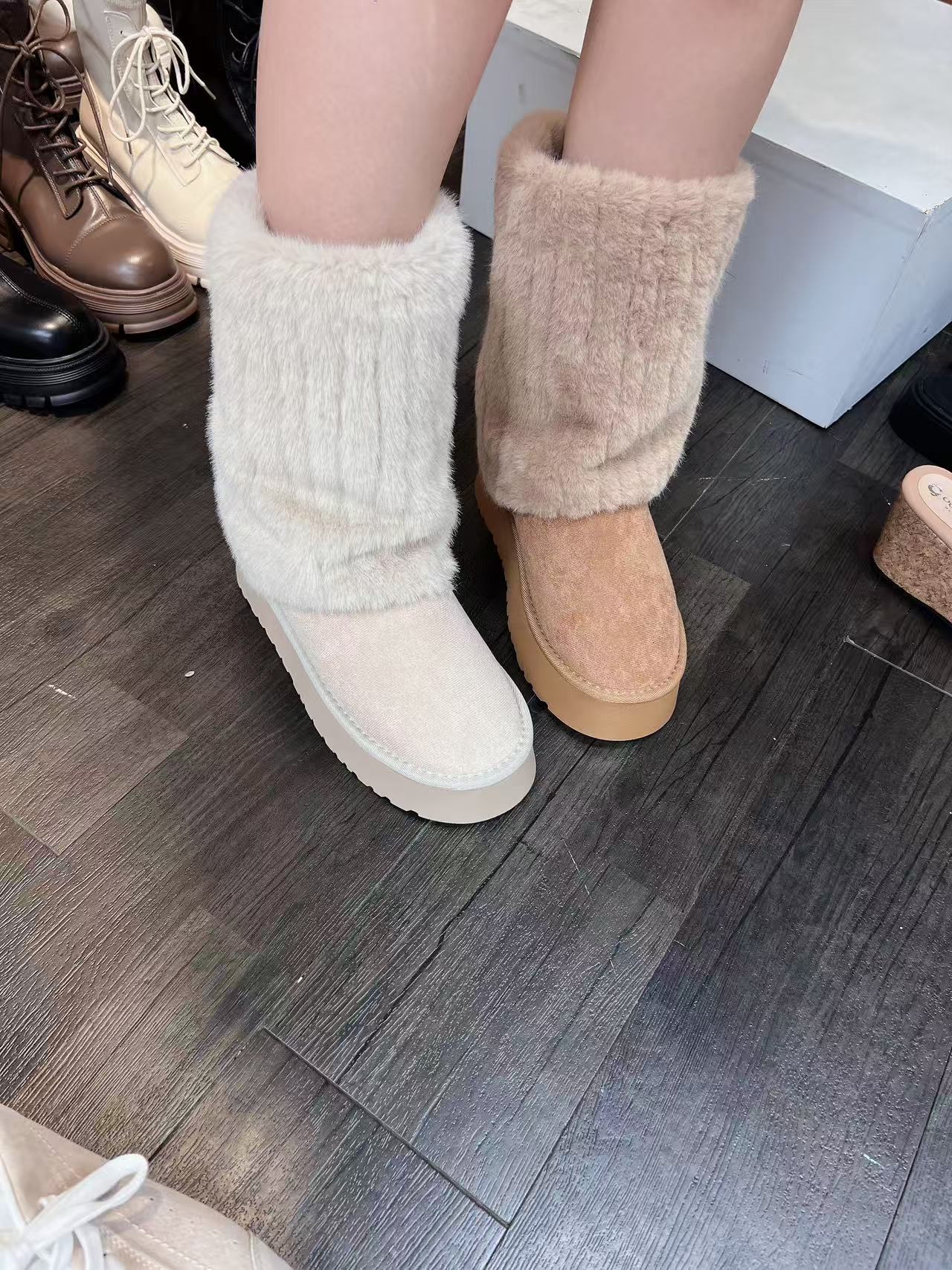 TA66 雪地毛毛袜套靴