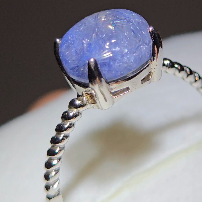 Dumortierite ring in adjustable 925 sterling silver - JW59