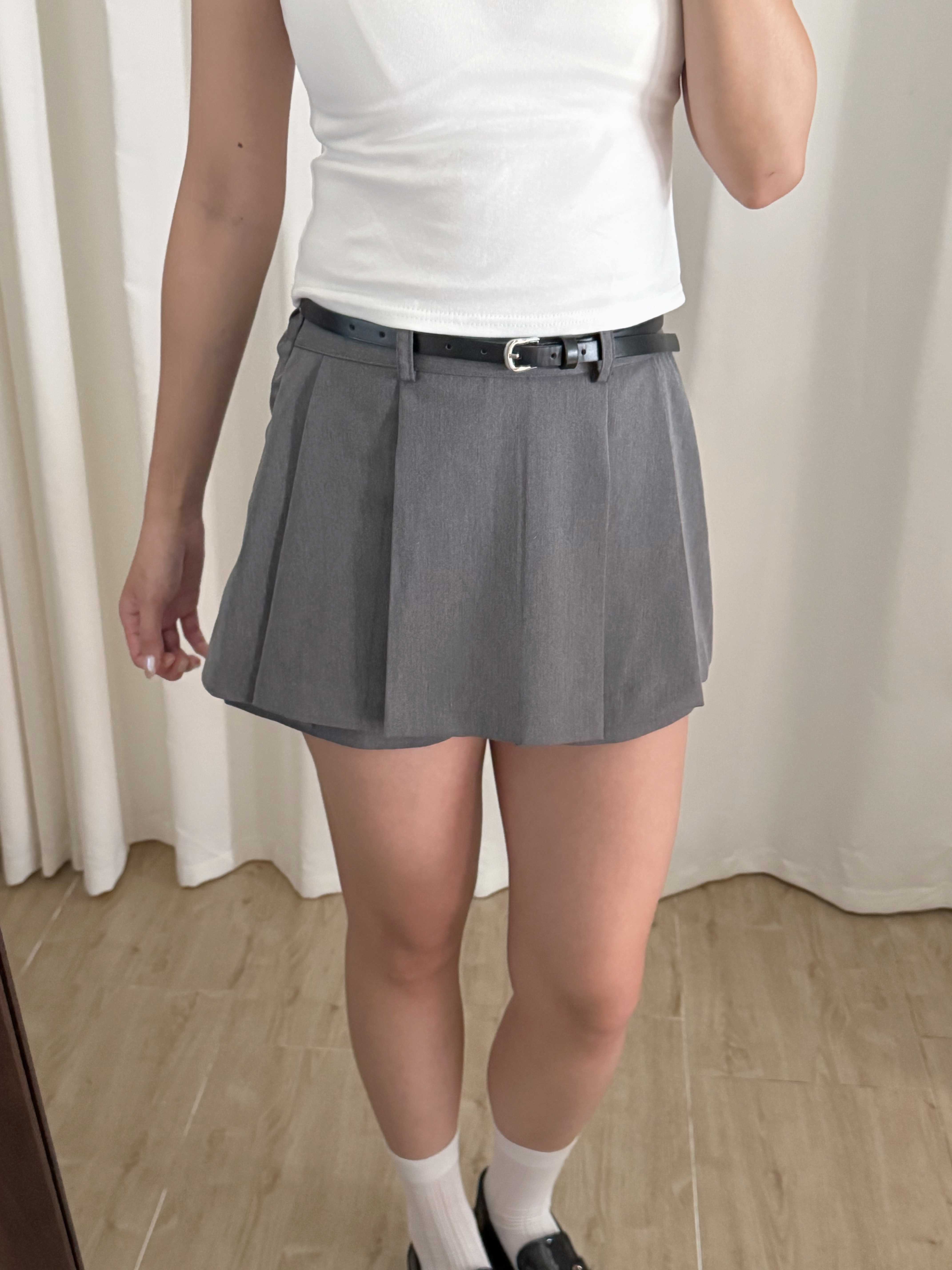 半橡筋百褶短裙褲(四色入)