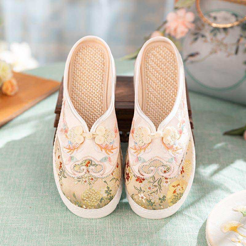 DDG09 中式刺绣款半包鞋（正常码数，适合宽脚板）