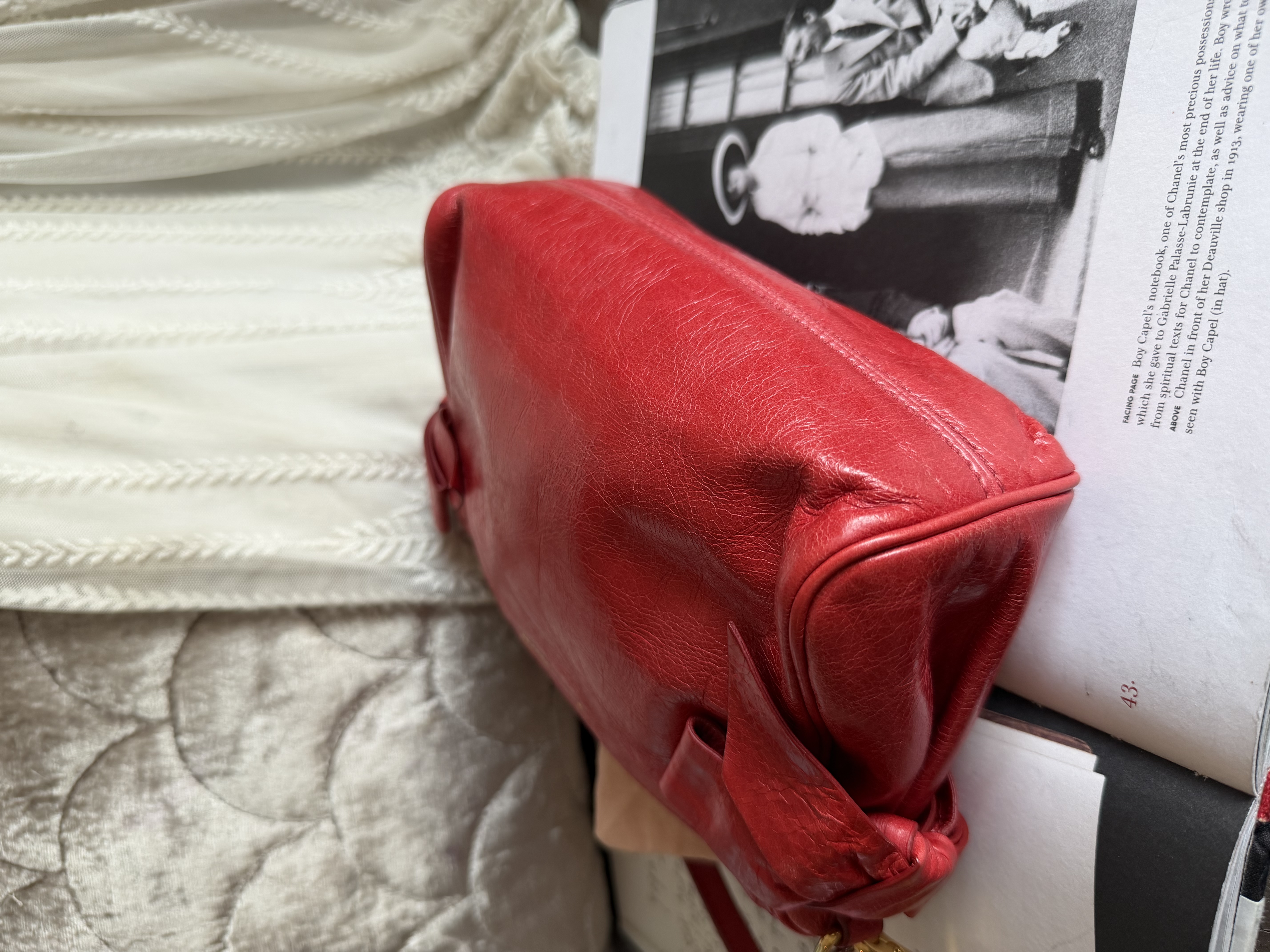 Miu Miu Vitello red leather handbag leather pochette bag / 