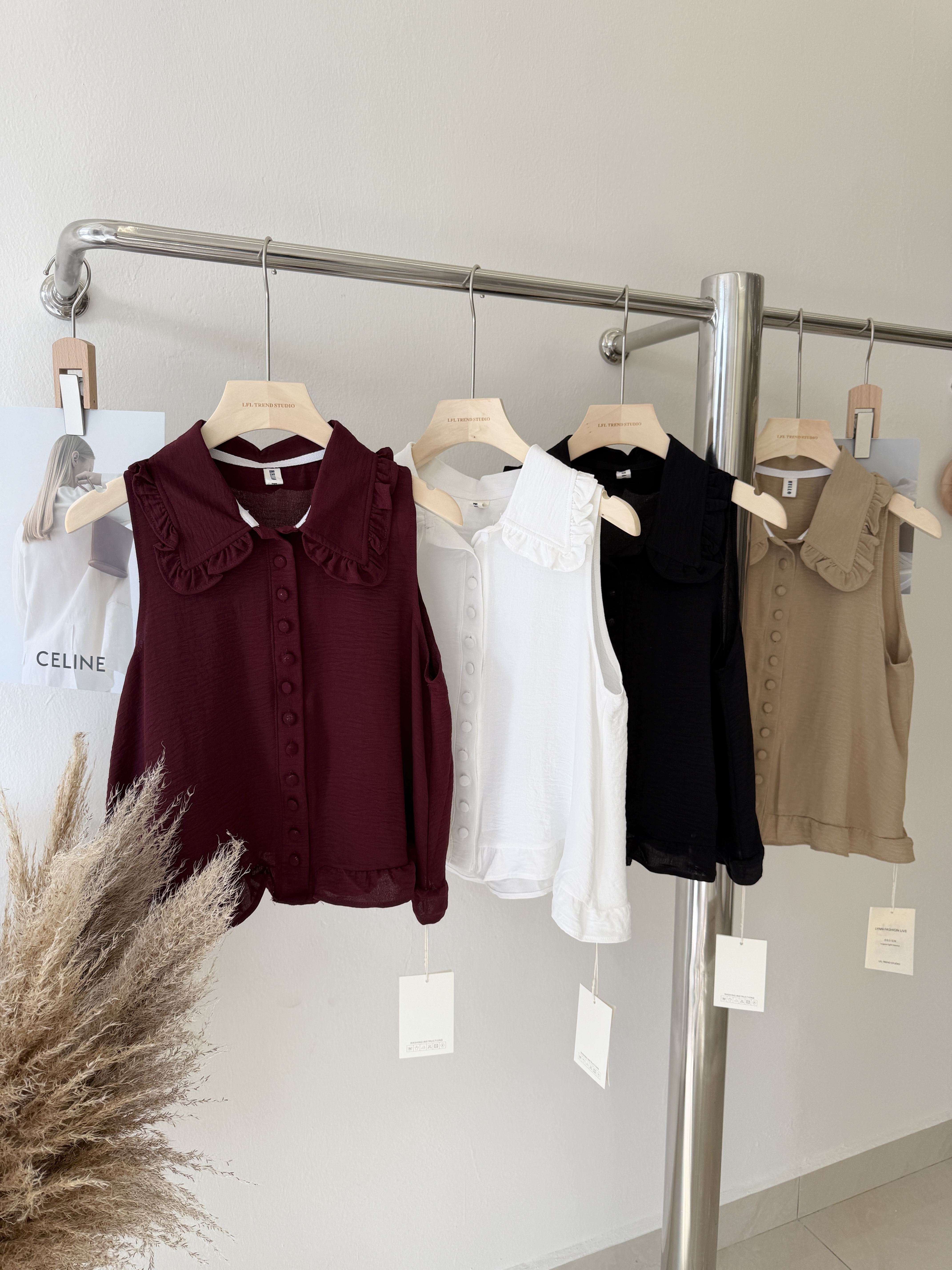 6547 韩系木耳边翻领背心