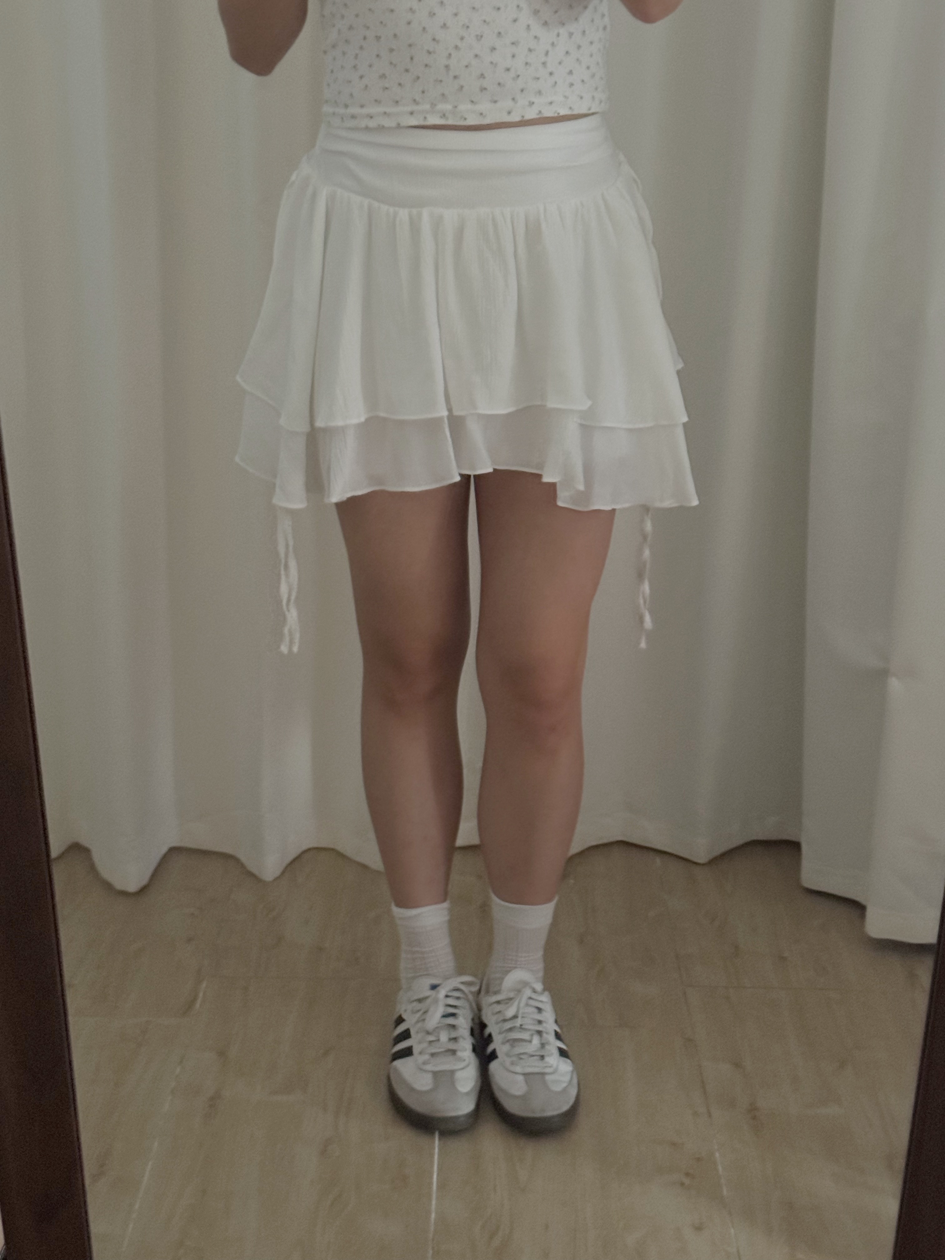 雪紡綁帶蛋糕短裙(兩色入)