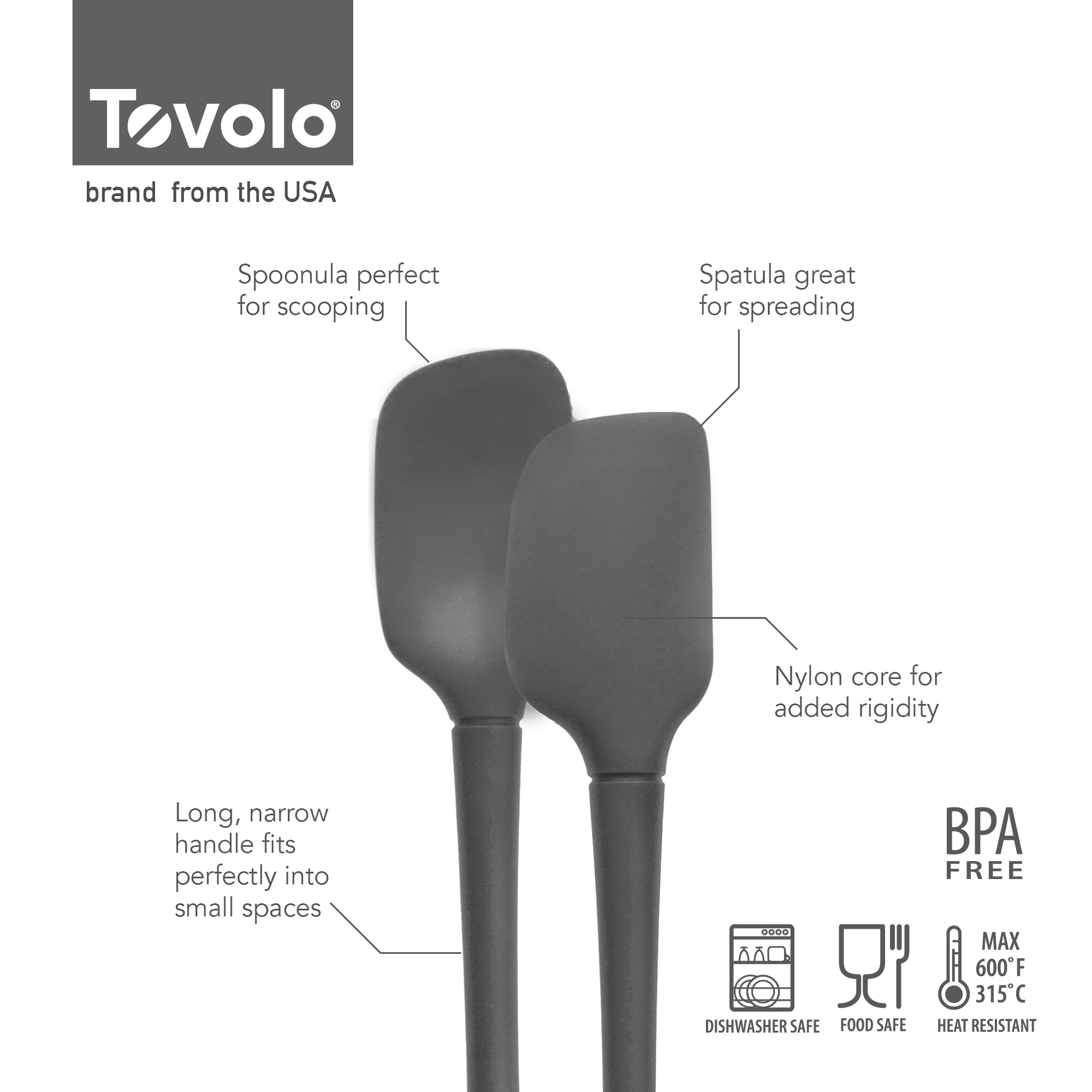 TOVOLO FLEX-CORE® 全矽膠迷你刮及匙刮（兩件裝） All Silicone Mini Spatula & Spoonula (Set of 2)