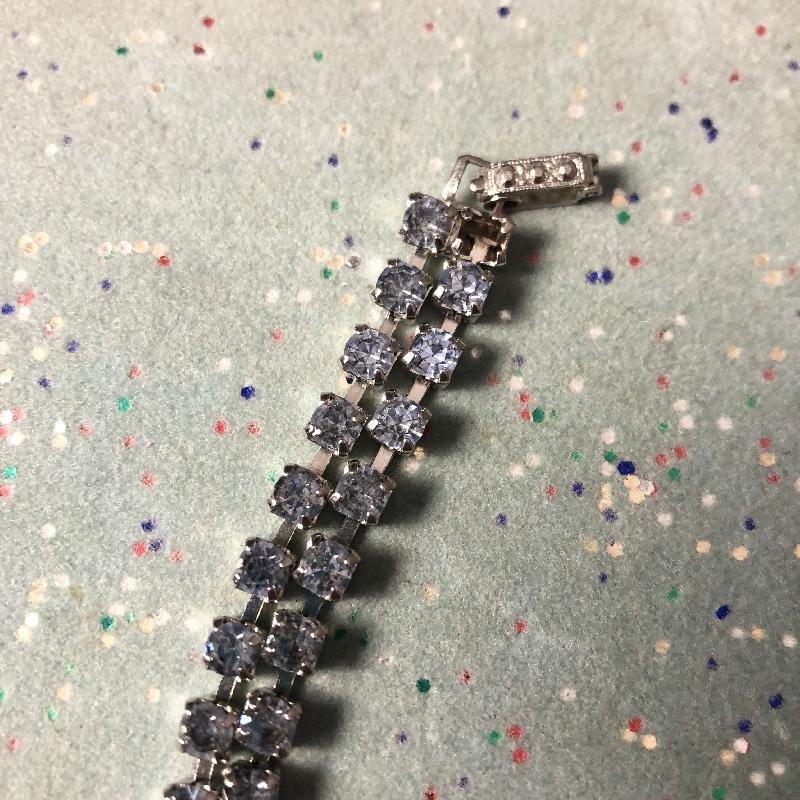 Vintage C.a. 1950s American Unsigned Blue Rhinestone Jewelry Set in Original Mirror Box(MT446)