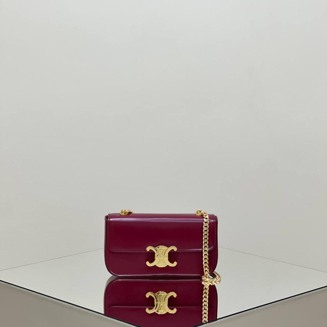 🔥大货实拍图 𝗖𝗘𝗟𝗜𝗡𝗘 ♥ 𝗧𝗥𝗜𝗢𝗠𝗣𝗛𝗘链条腋下包 型号：197993 尺寸：20.5*11.5*4cm