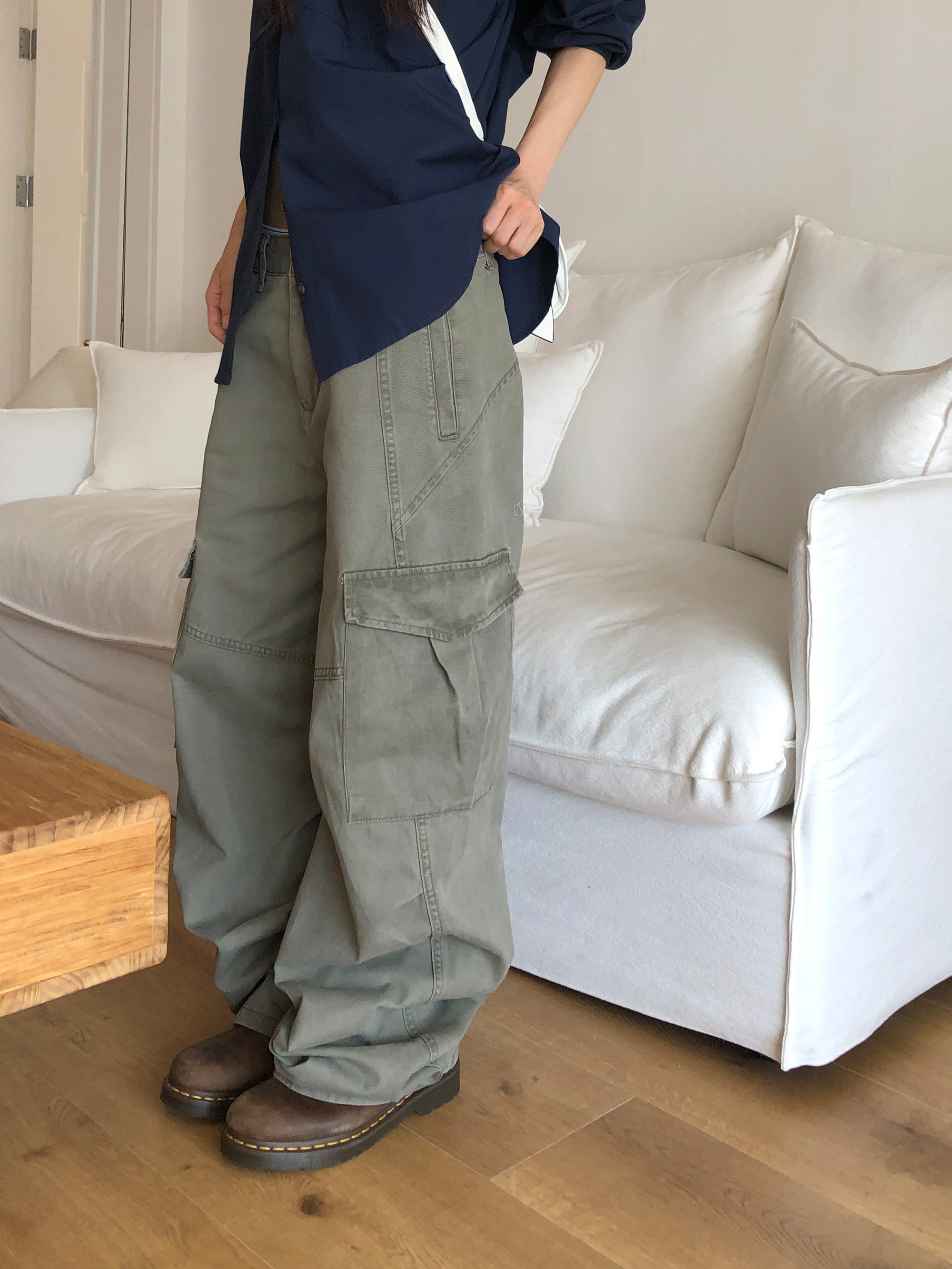 Cotton Wide-Leg Cargo Pants