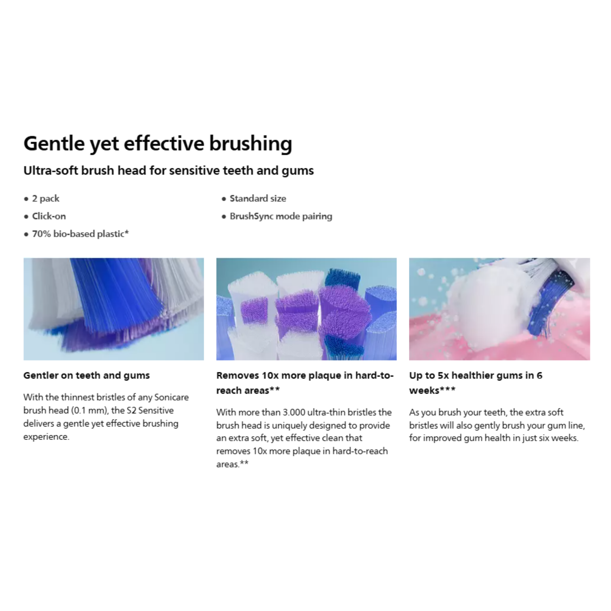 Philips Sonicare S2 Sensitive Standard Toothbrush Heads 2pcs (HX6052/93)