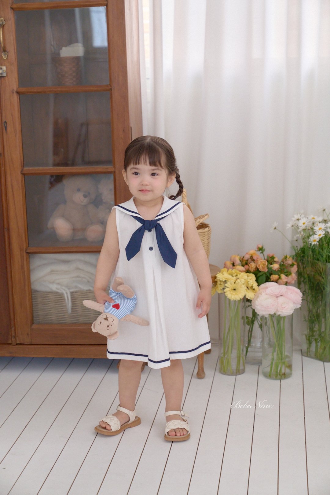 ☀️預訂 韓國直送☀️🇰🇷Bebenine兩色海洋風水手領巾背心連身裙