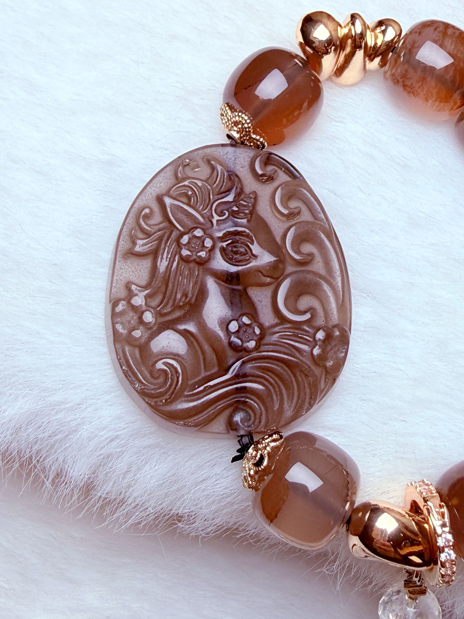 K00130 冰曜石 獨角獸 自家設計手鏈