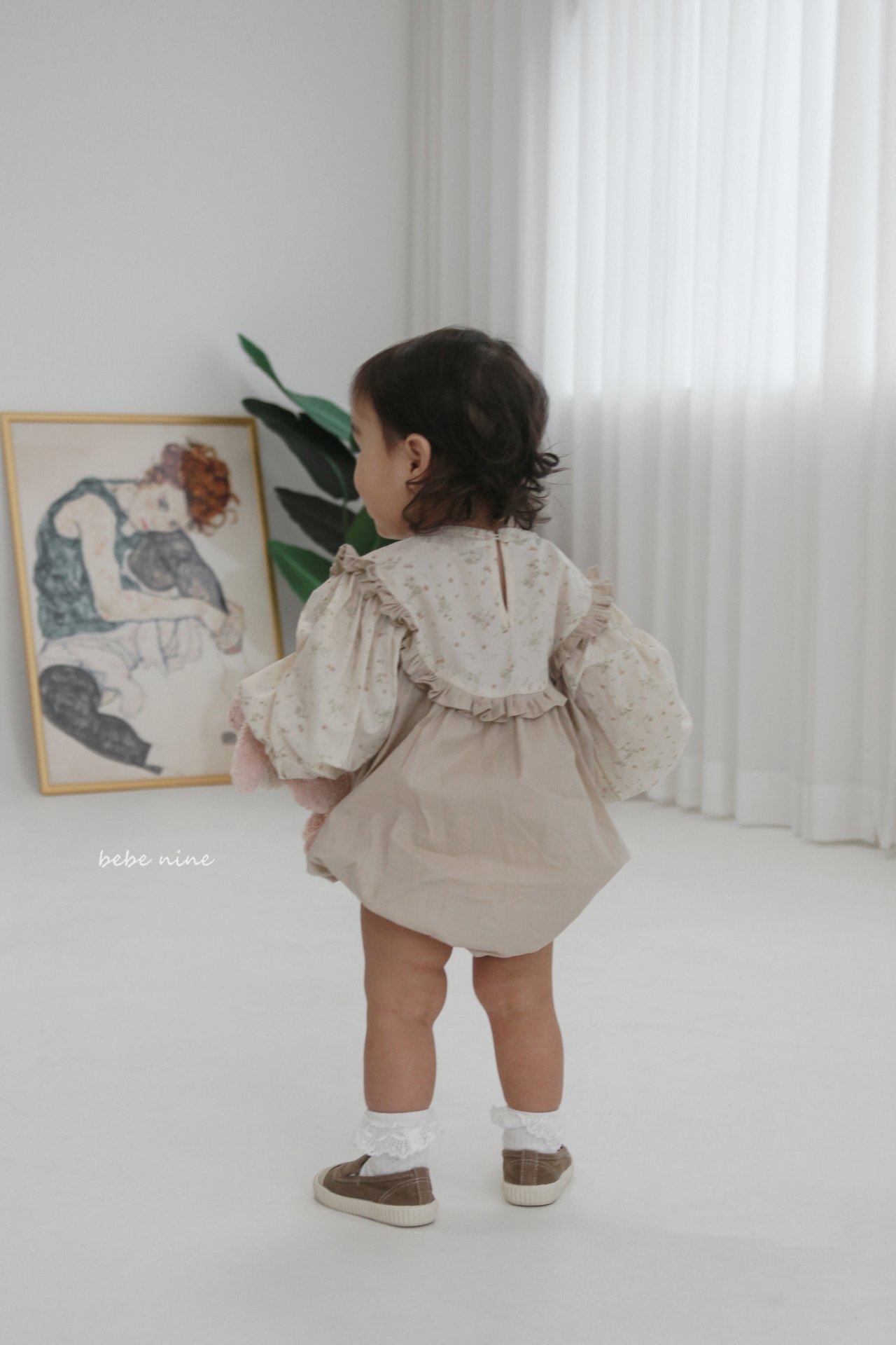 🌸預訂 韓國直送🌸🇰🇷Bebenine兩色碎花波點荷葉花邊闊領寬鬆長袖包屁衣