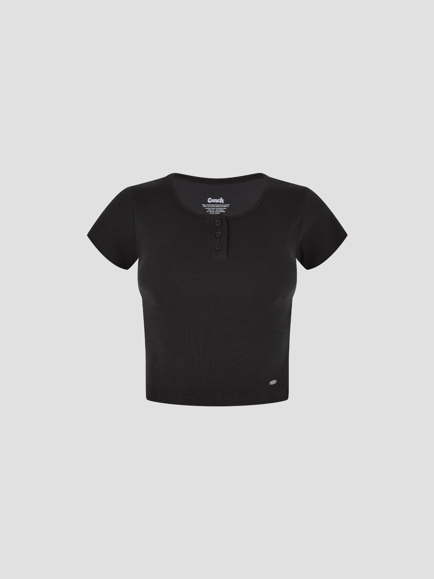 【連胸墊半開鈕扣TOP】預購_Cap-embedded Henry Neck T-shirt by Conch