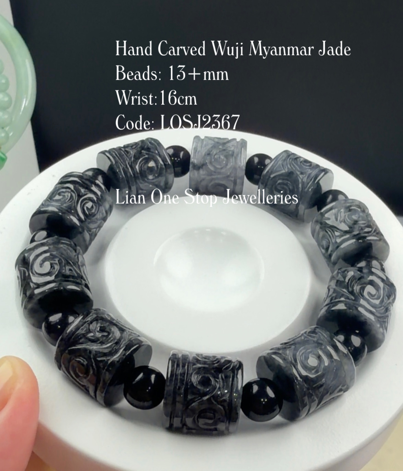 Code: LOSJ2367 Hand Carved Wuji Myanmar Jade 