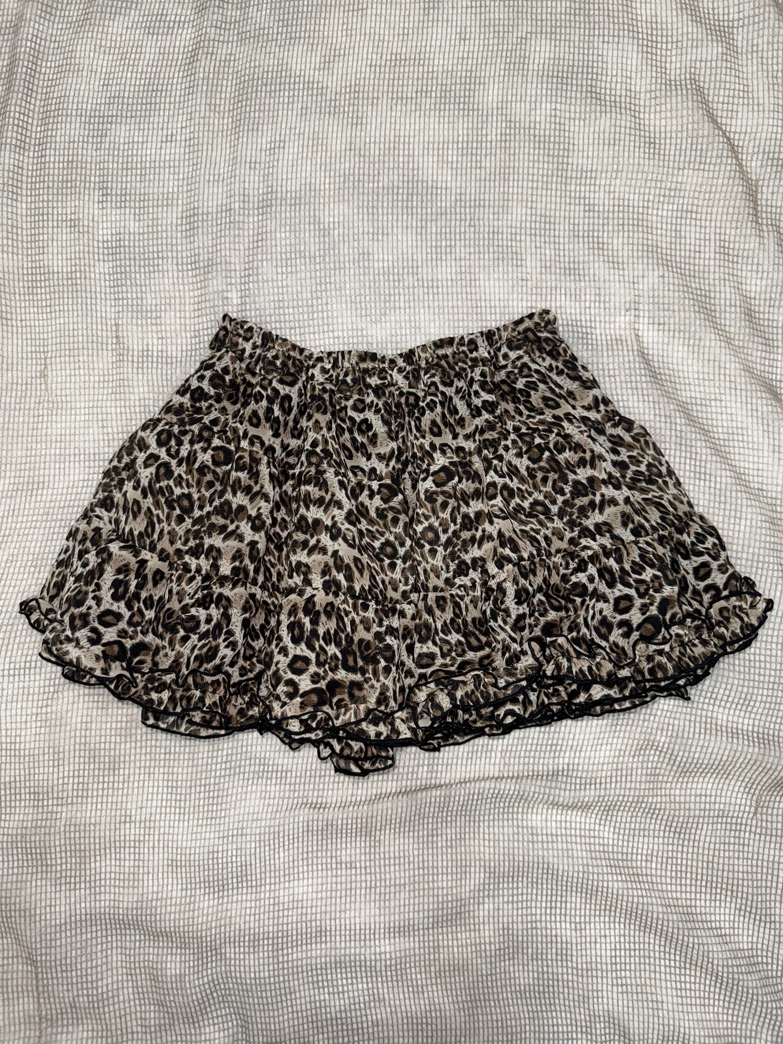 Gyaru Leopard Print Ruffle Mini Skirt