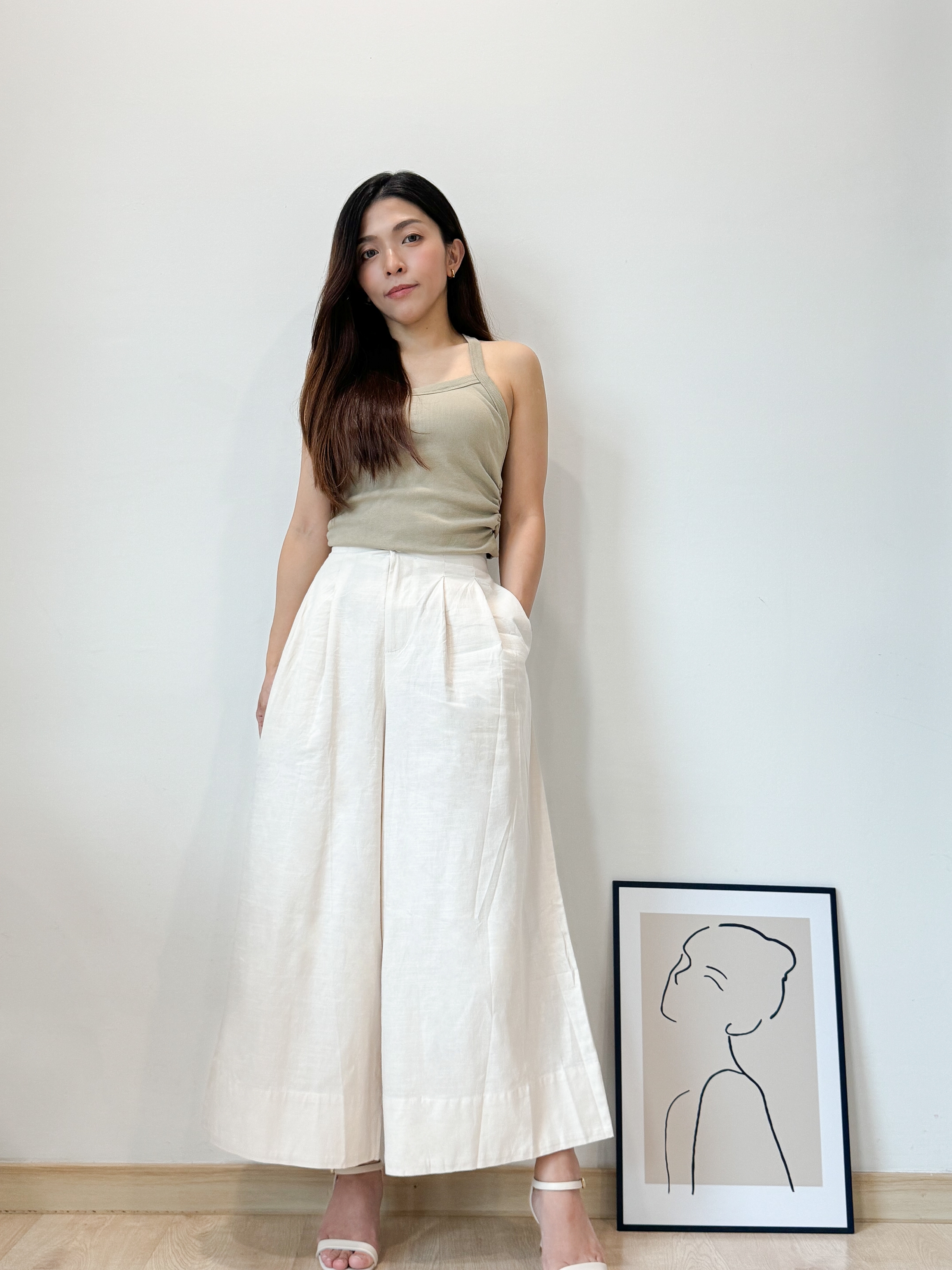 Cotton Linen Straight Wide Leg Trouser 必入！小个子梨形也能穿出大长腿！休闲直筒阔腿棉麻长裤 （3 Colours )
