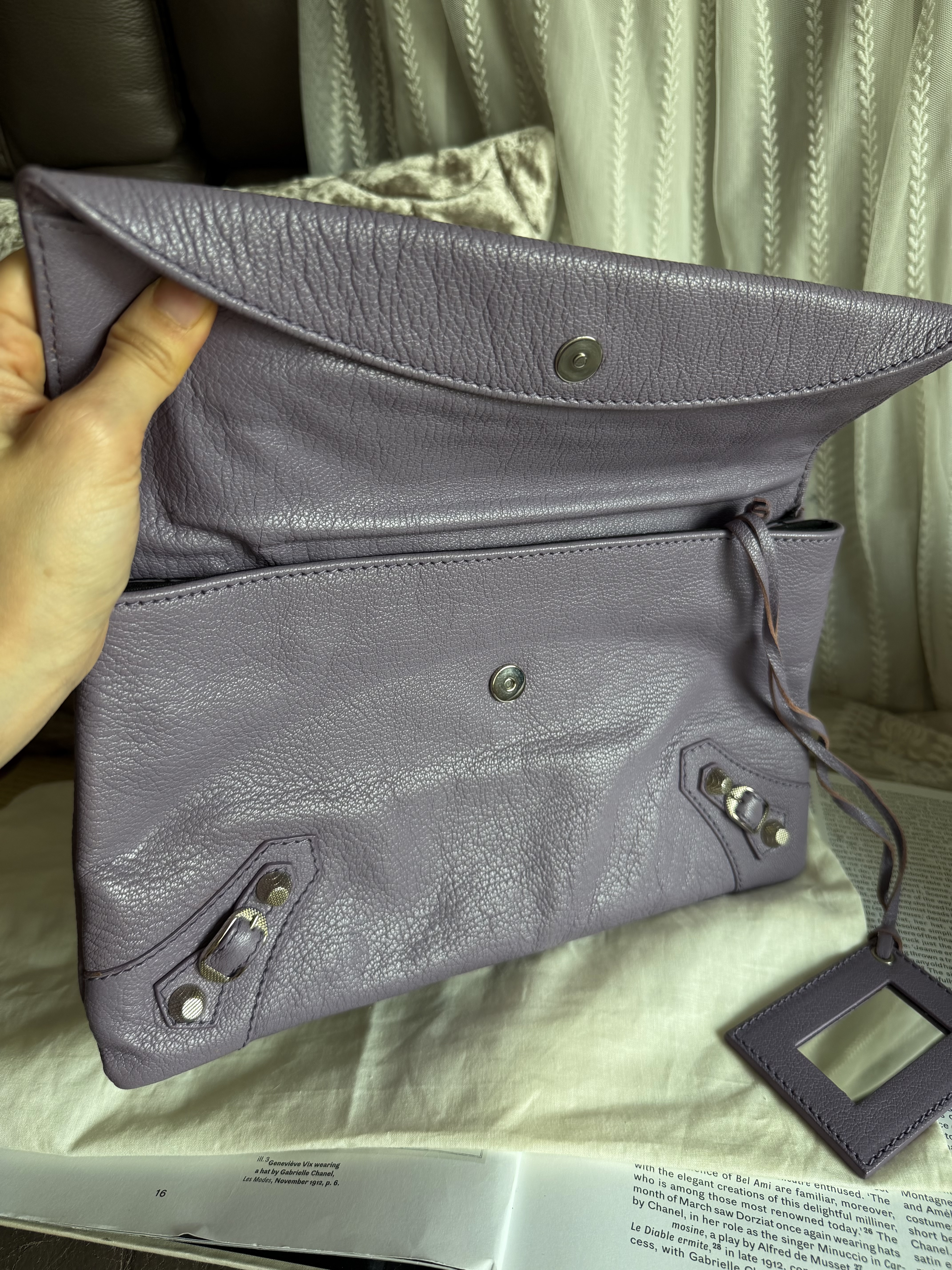 balenciaga lavender purple Lambskin Motocross Giant 12 silver Envelope Clutch Bag / bag 