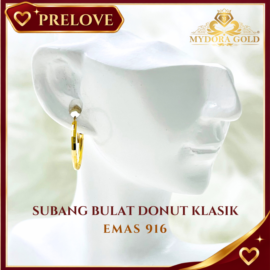 Pre-Loved: Subang Bulat Donut Klasik l EMAS 916/22K