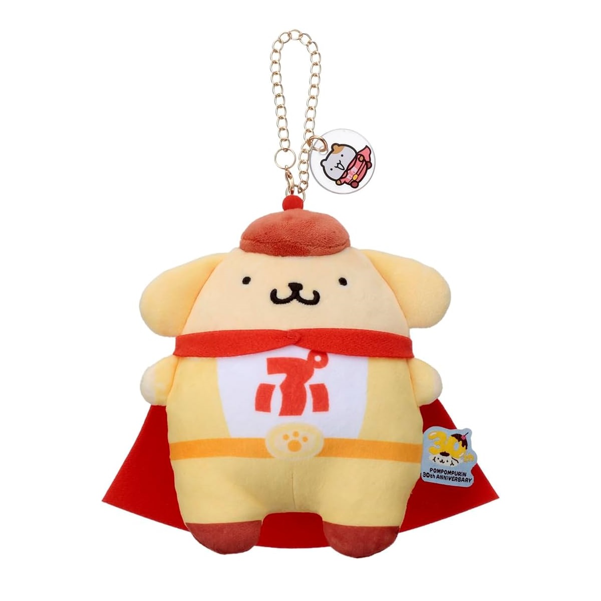 現貨｜Sanrio Pompompurin 布甸狗 30週年 超人造型 日版 Mocchi-Mocchi- 毛公仔 吊飾 掛件 (177651)