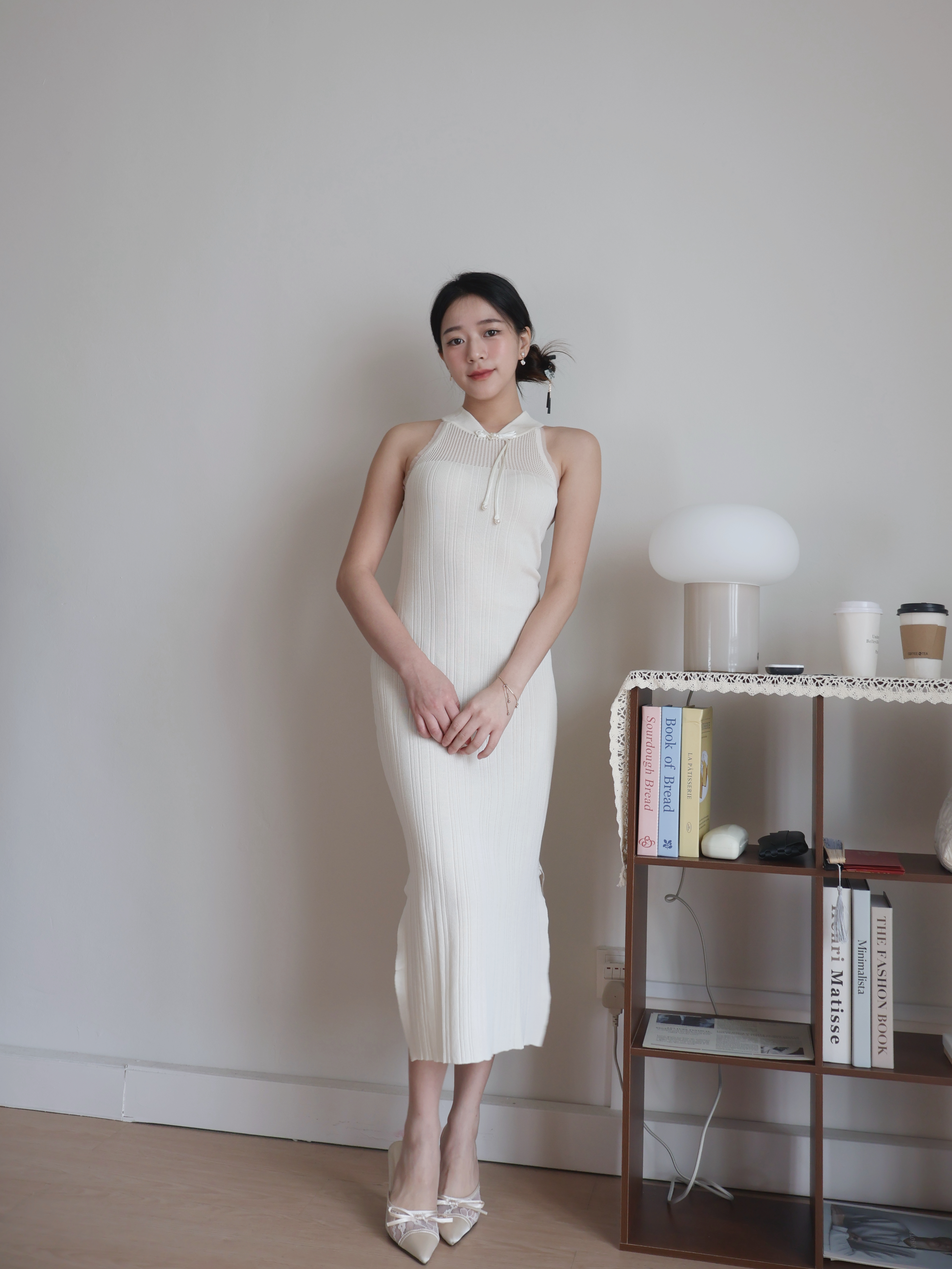 Qin Knitted Cheongsam | Cream