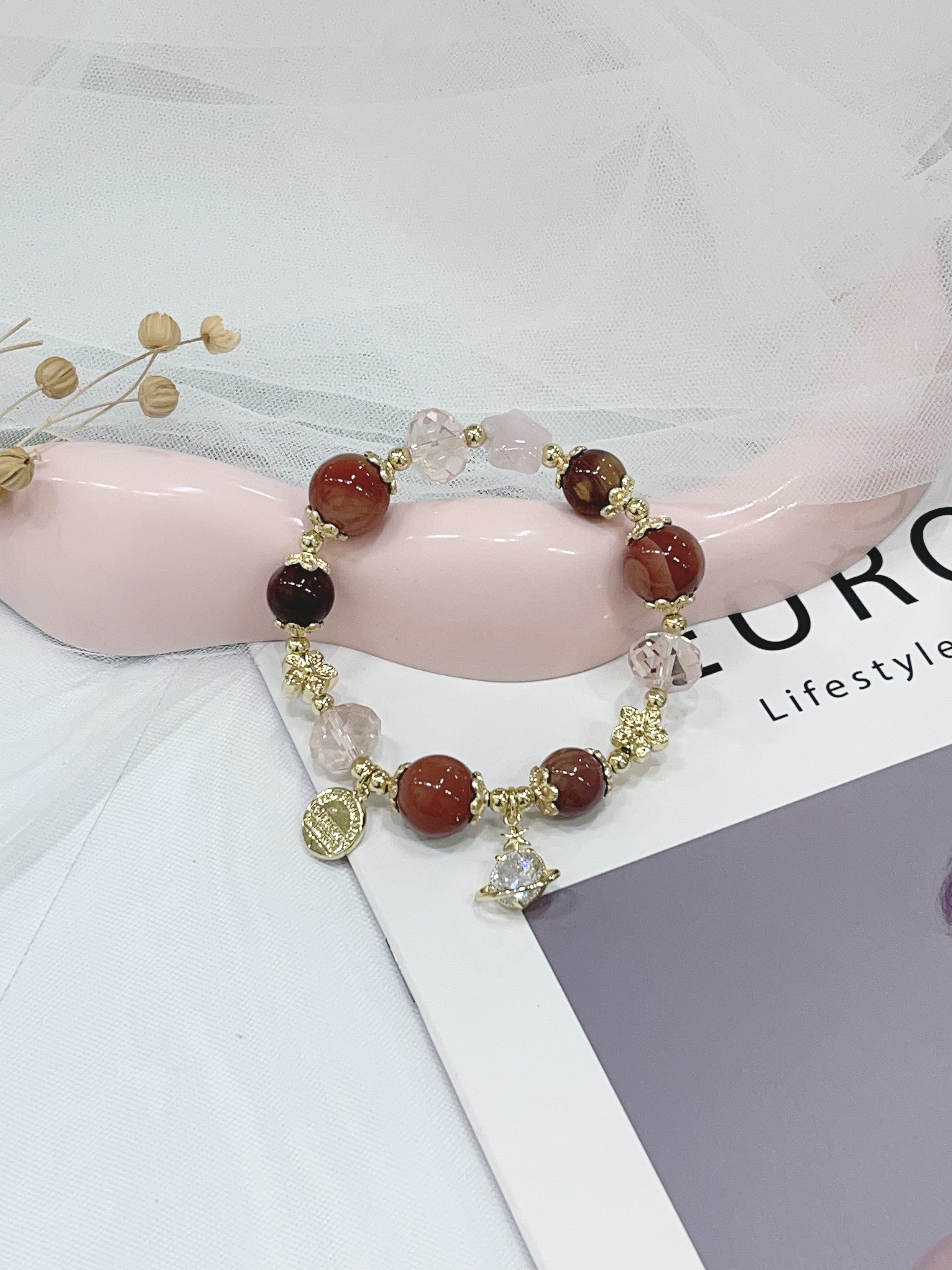 🌌 阿拉善玛瑙 × 星空吊饰手串 Alxa Agate & Starry Charm 