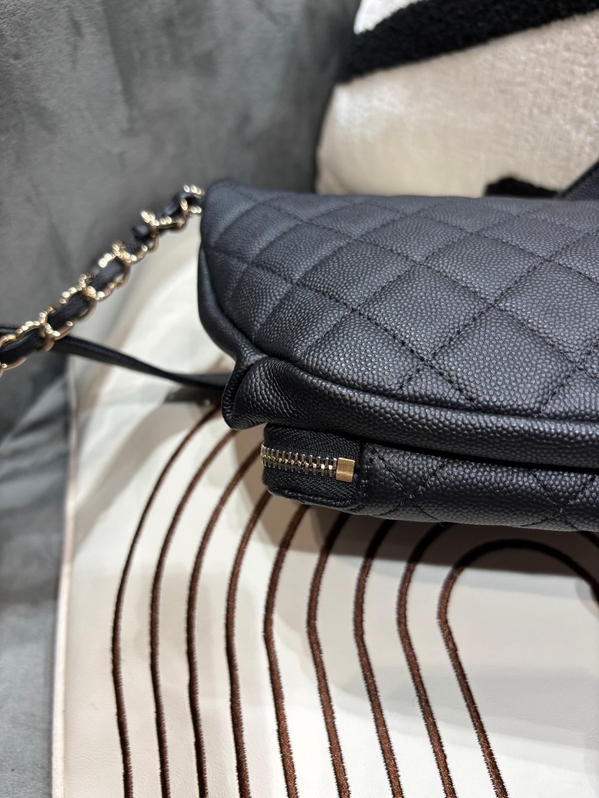 Chanel Waist Bag AS0987, Belt Bag hobo 黑色荔枝牛皮 100%Authentic,98%new  ✅28card✅塵袋✅BOX 