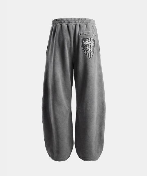 Shield Old Glory 2-Way Curved Jogger Trousers - Dusty Grey - 실드 올드 글로리 2 Way 커브드 조거 트라우져 - 더스티그레이