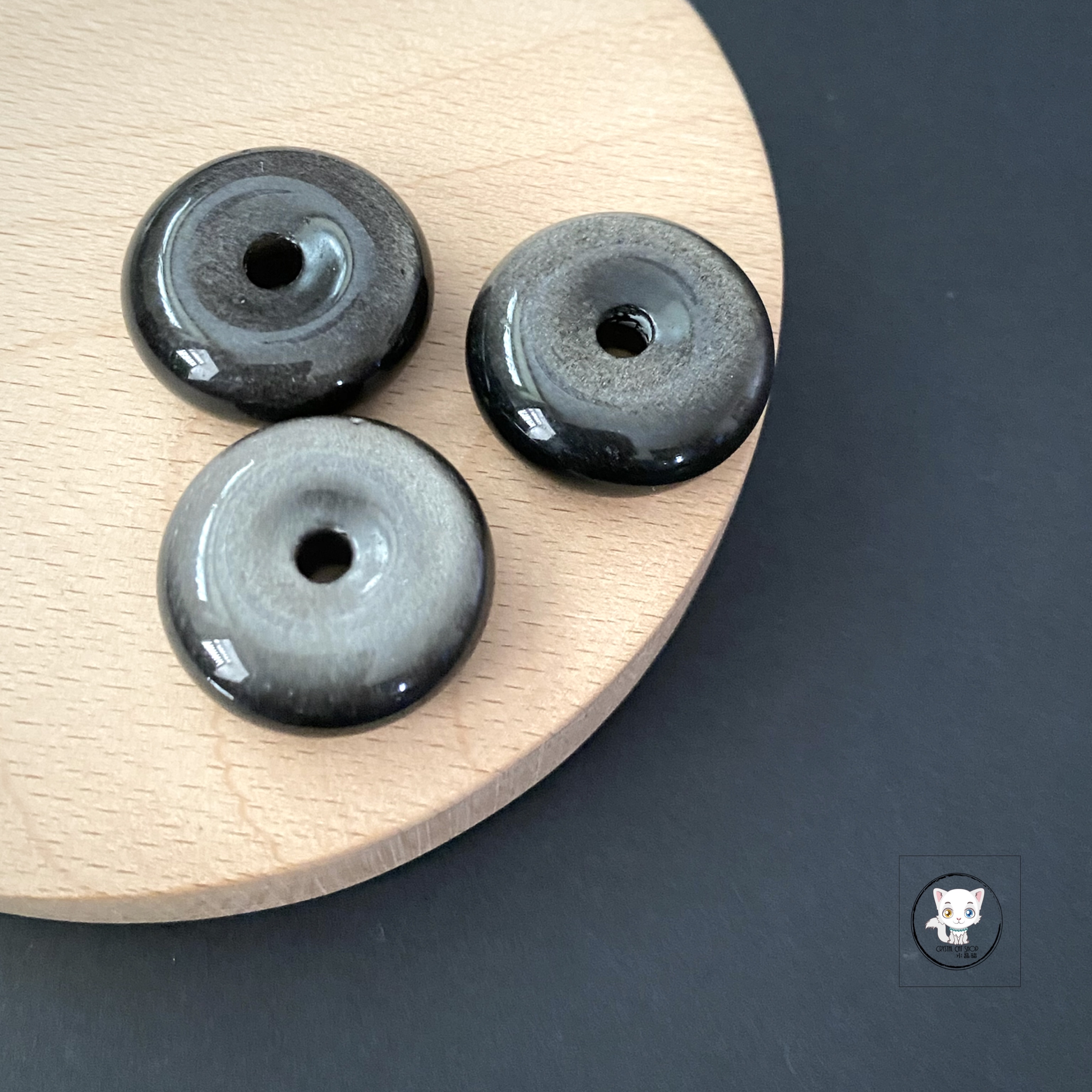 銀曜石平安扣吊墜 23mm