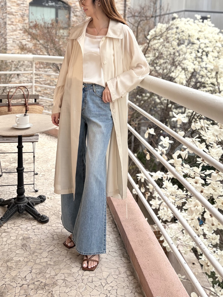 [薄!] Faded Wash Wide Leg Jeans