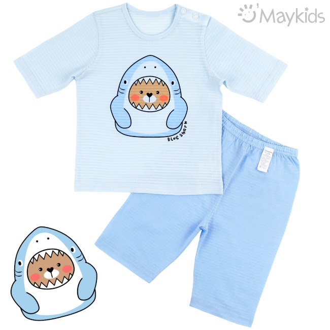 Maykids 7分袖家居服 (藍鯊魚)