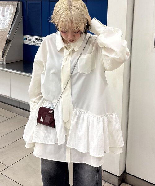 多層束腰襯衫裙【JT041】