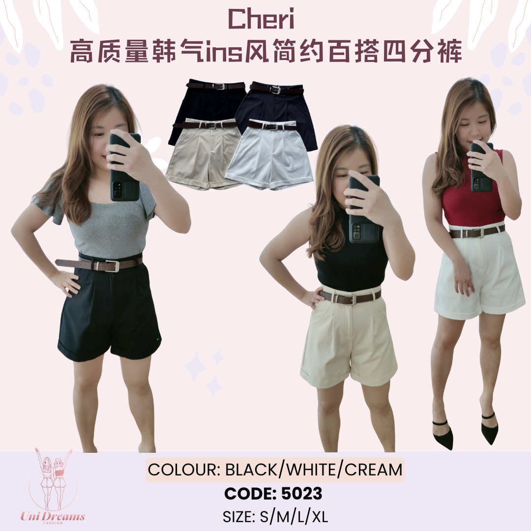 5023 Cheri高质量韩气ins风简约百搭四分裤