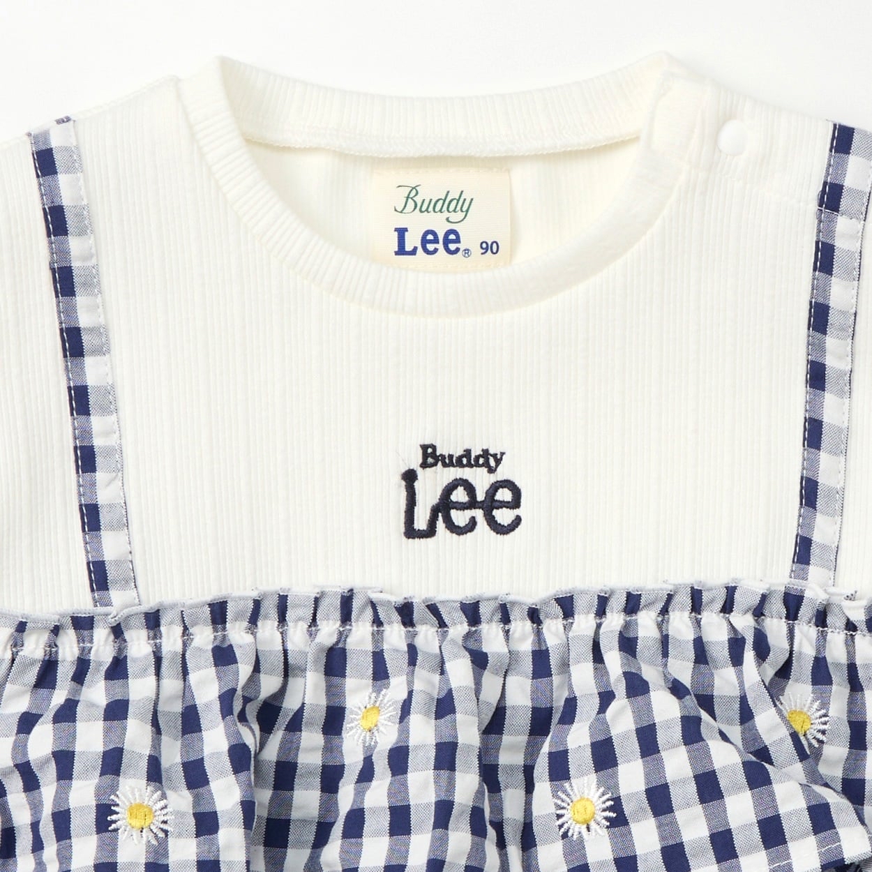 🇯🇵預訂 日本直送🇯🇵Buddy Lee 兩色標誌雛菊刺繡格紋仿吊帶背心式短袖上衣