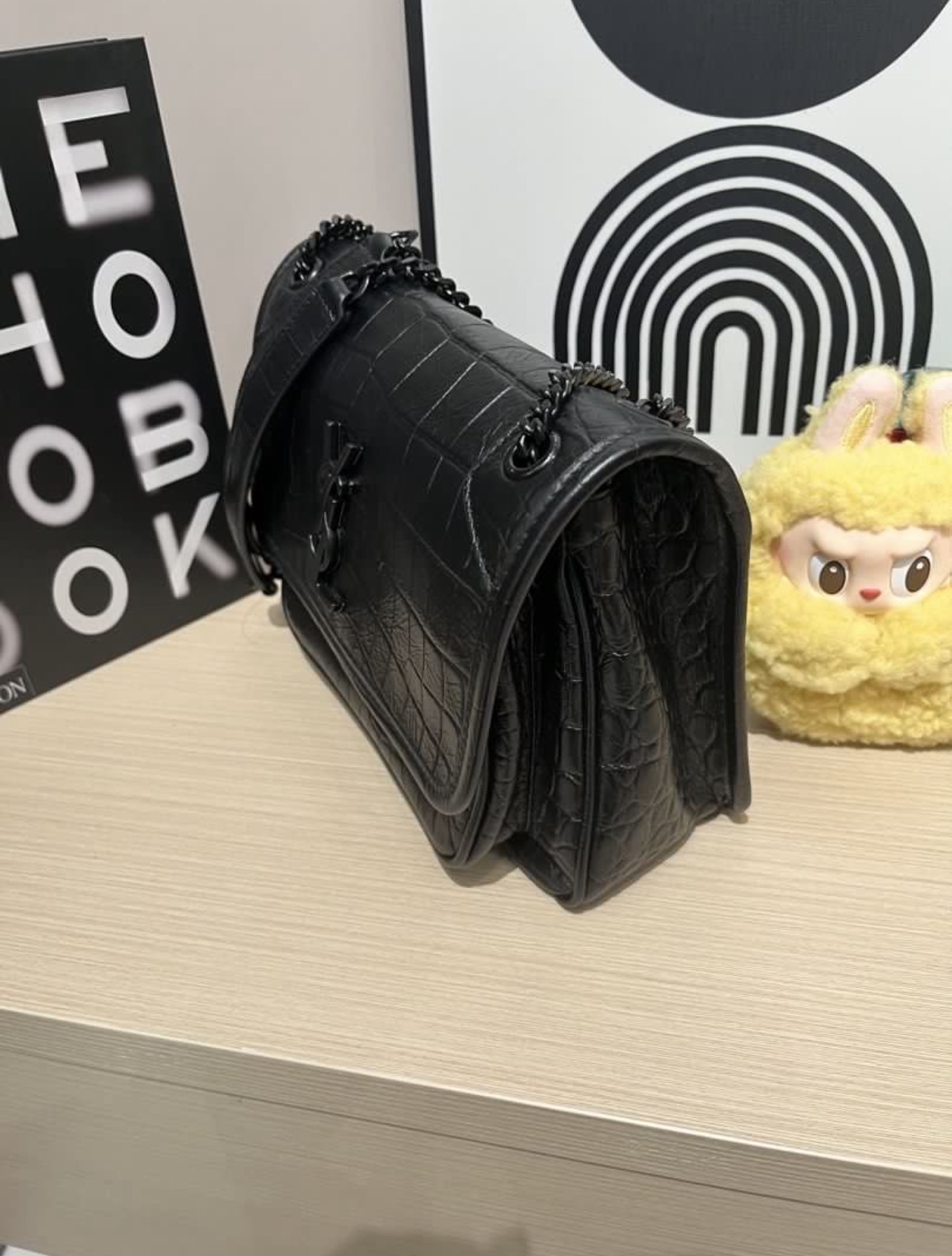 YSL Niki 黑色鱷魚壓紋 100%Authentic, 98%New ✅Dust bag