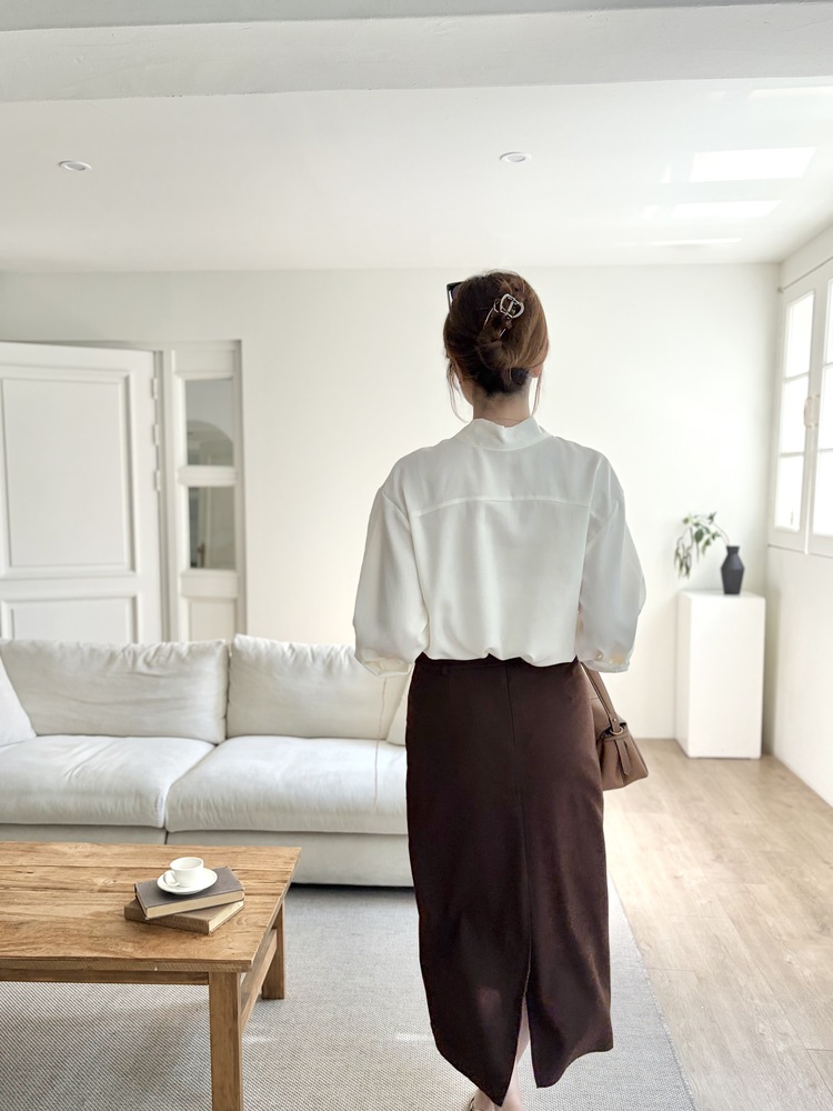 Two-way Tie Detail Blouse (Ivory)