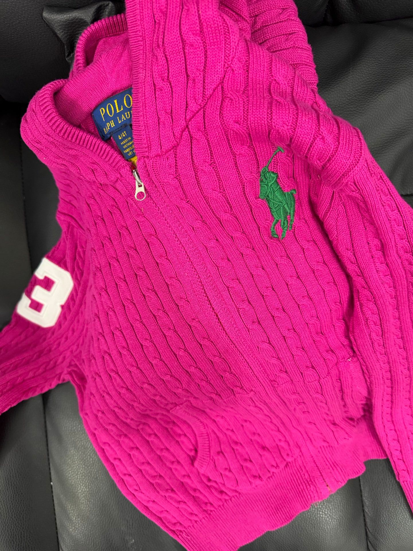 $155件。廠單RL polo針織玫紅針織外套