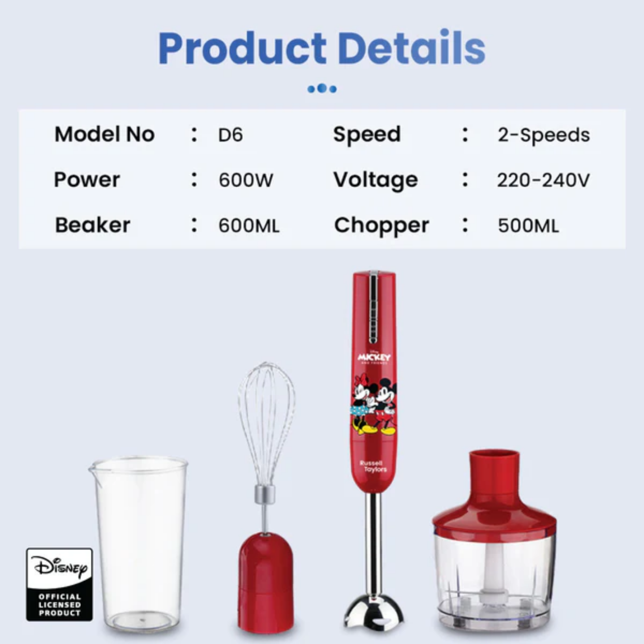 Russell Taylors 600ml Mickey Personal Blender (D6)