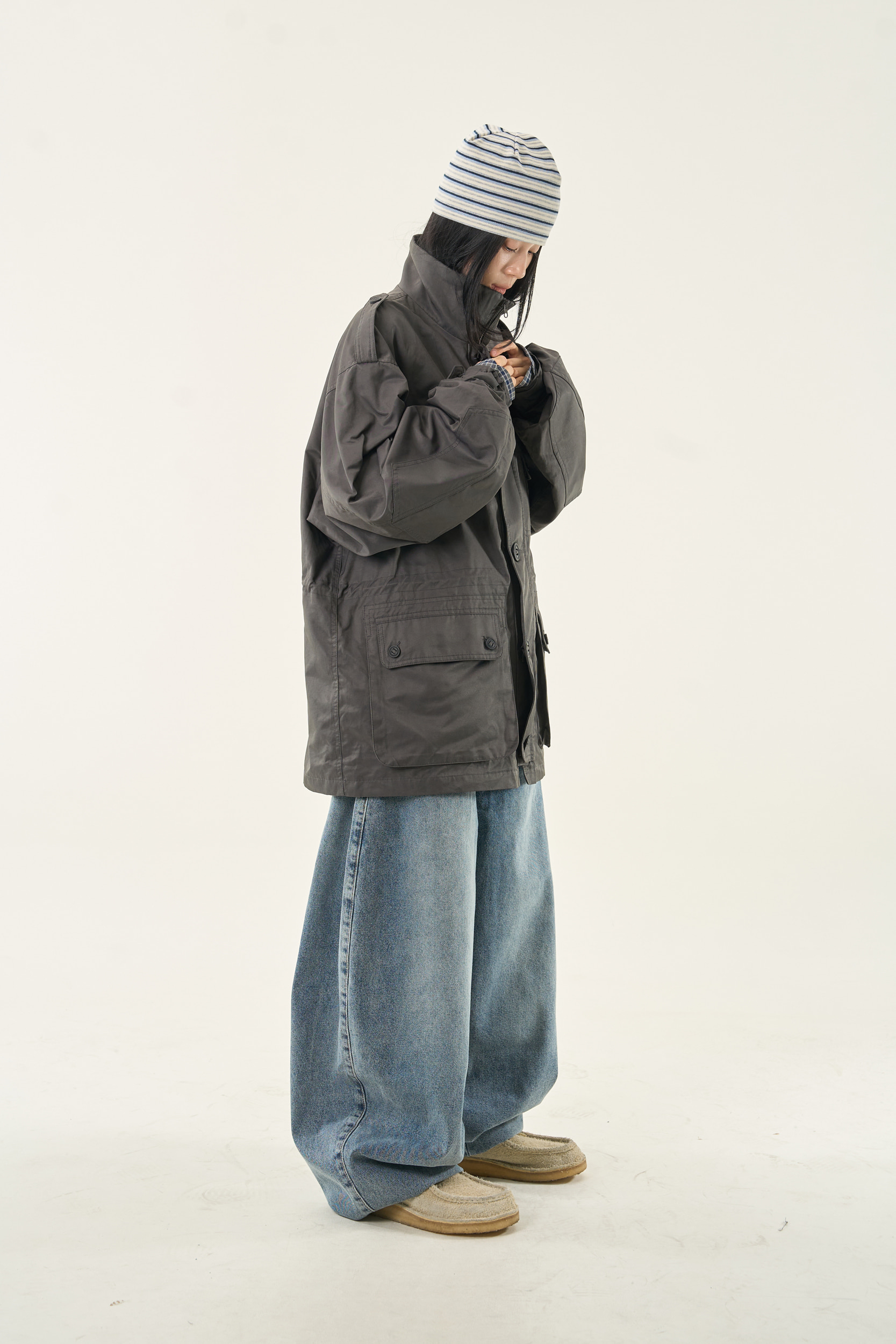 Washed Denim Balloon Pants